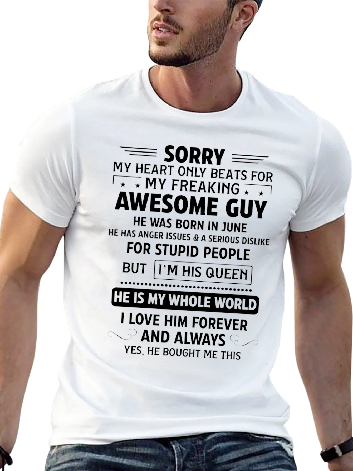 Sorry My Heart Beats Awesome Guy Black T-Shirt