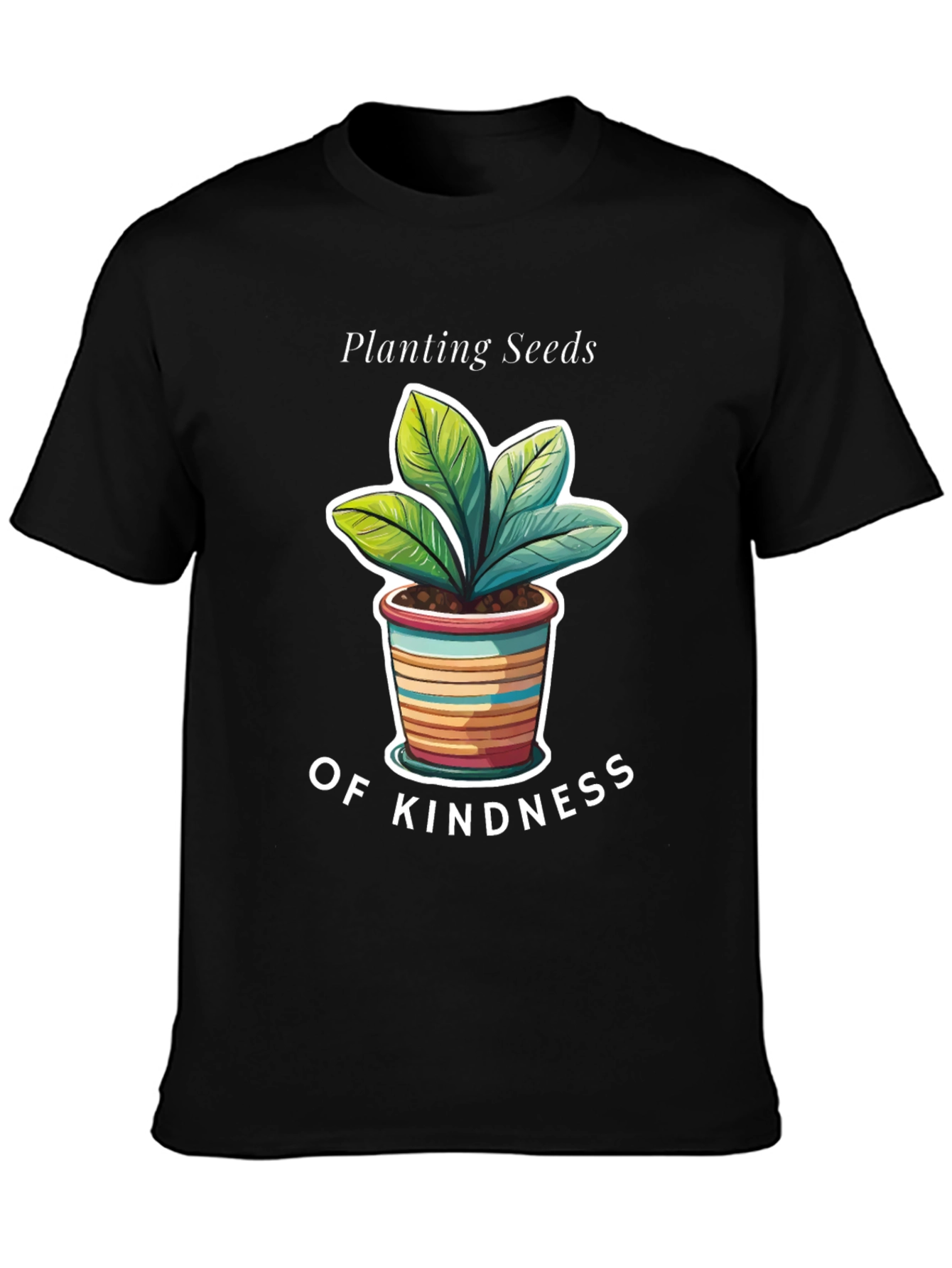 Planting Seeds of Kindness Black Graphic T-Shirt