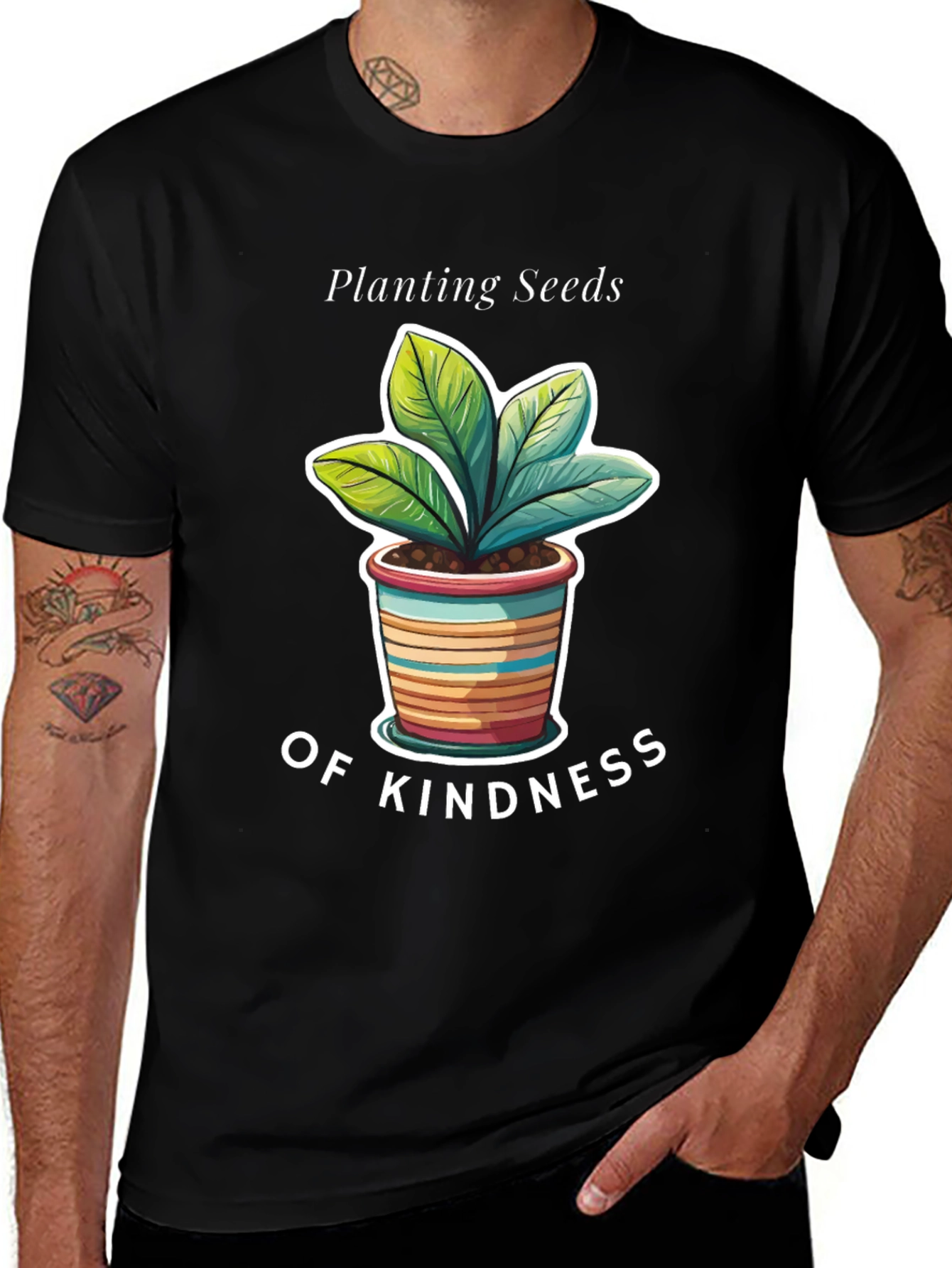 Planting Seeds of Kindness Black Graphic T-Shirt