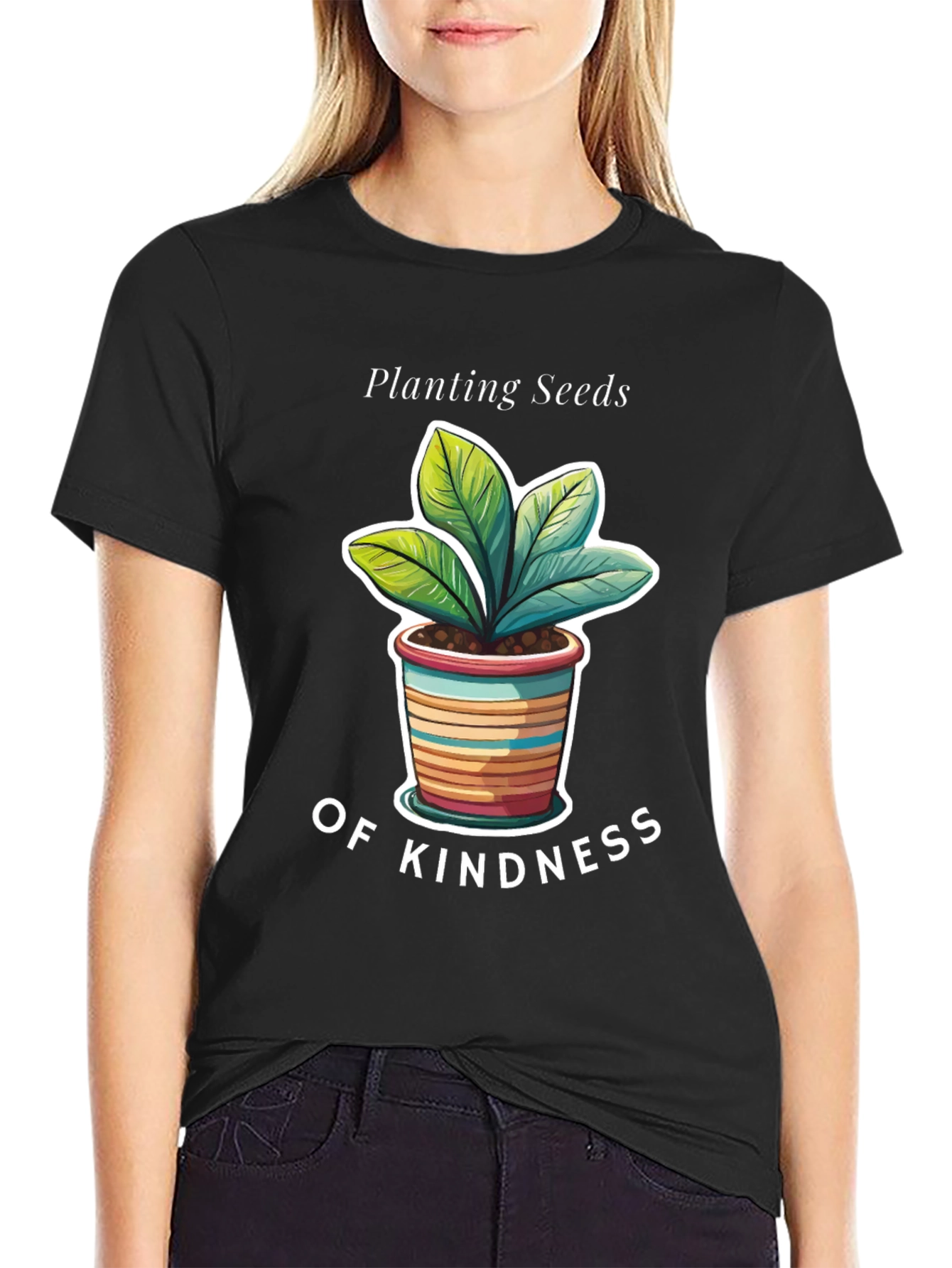 Planting Seeds of Kindness Black Graphic T-Shirt