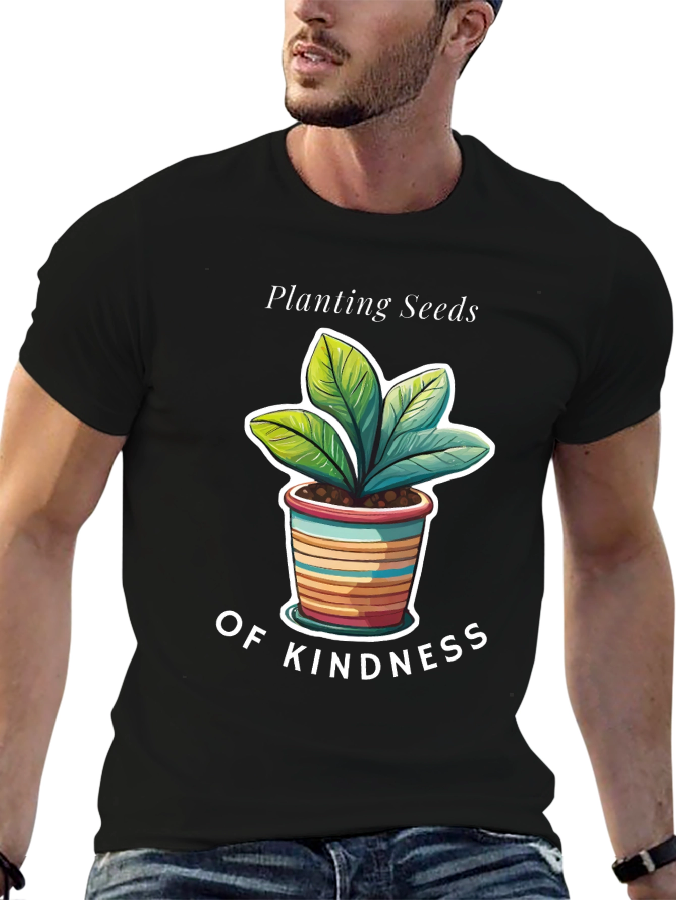 Planting Seeds of Kindness Black Graphic T-Shirt