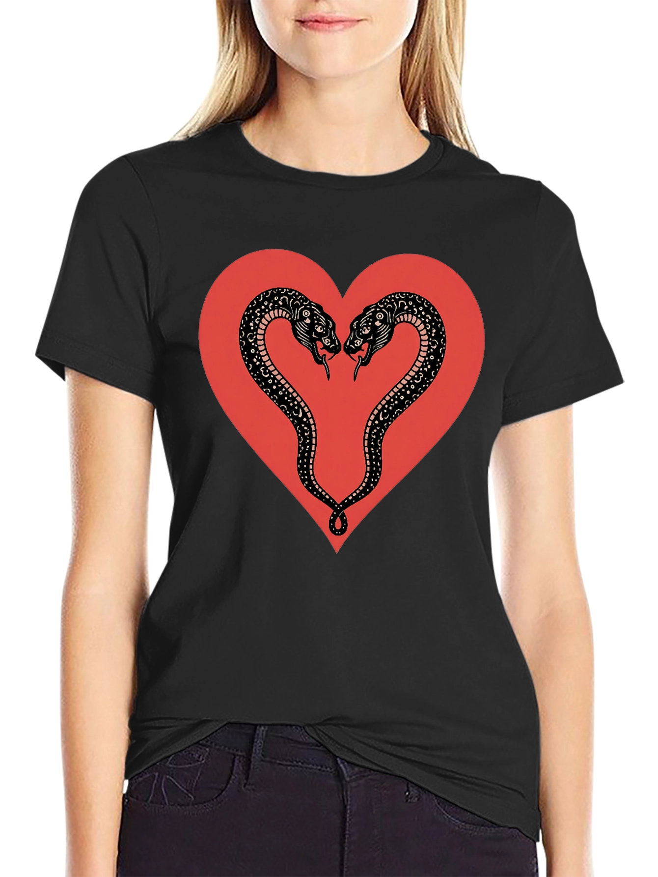 Snake Heart Graphic Tee - Gothic Love T-Shirt