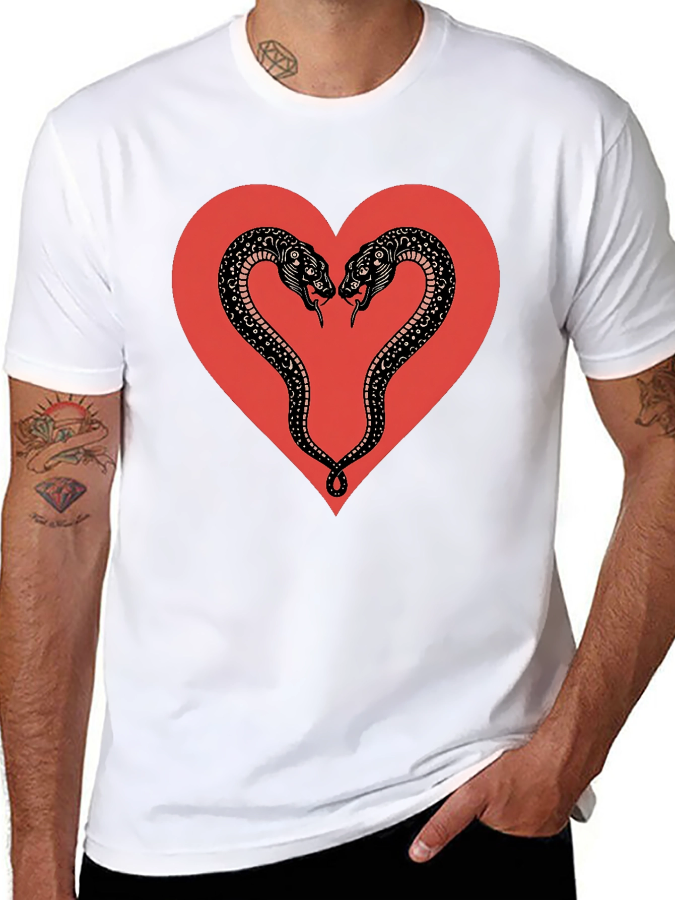 Snake Heart Graphic Tee - Gothic Love T-Shirt