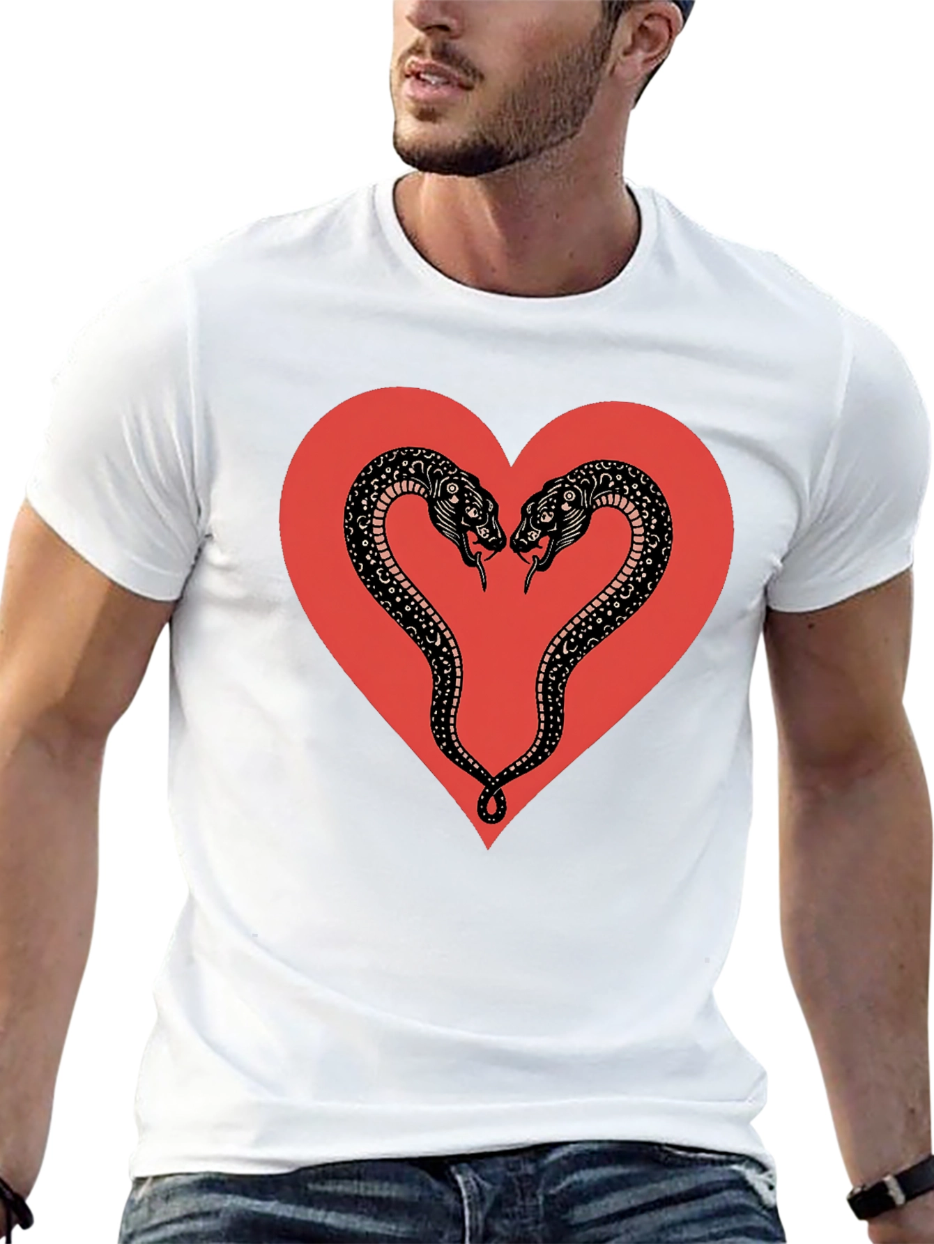 Snake Heart Graphic Tee - Gothic Love T-Shirt