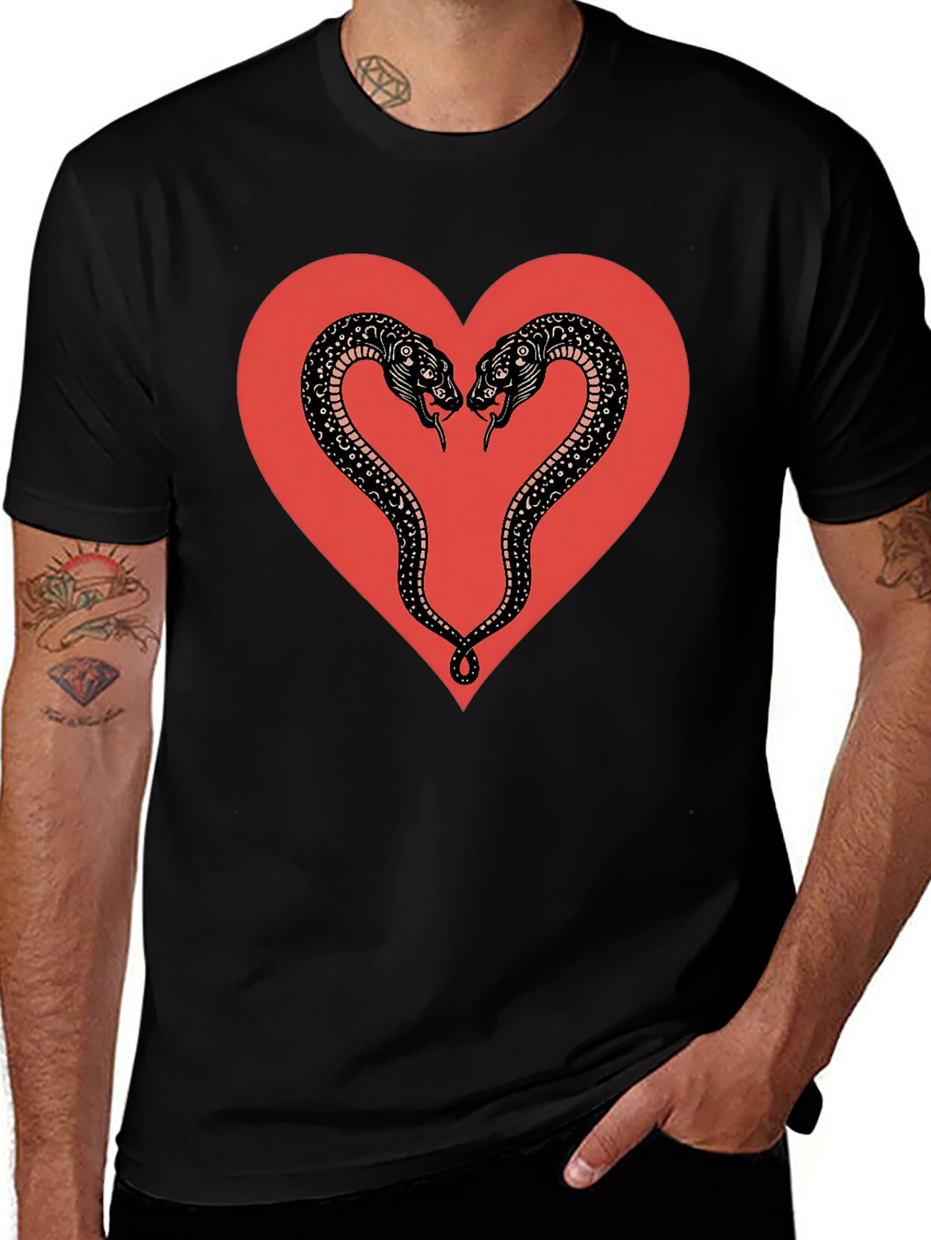 Snake Heart Graphic Tee - Gothic Love T-Shirt