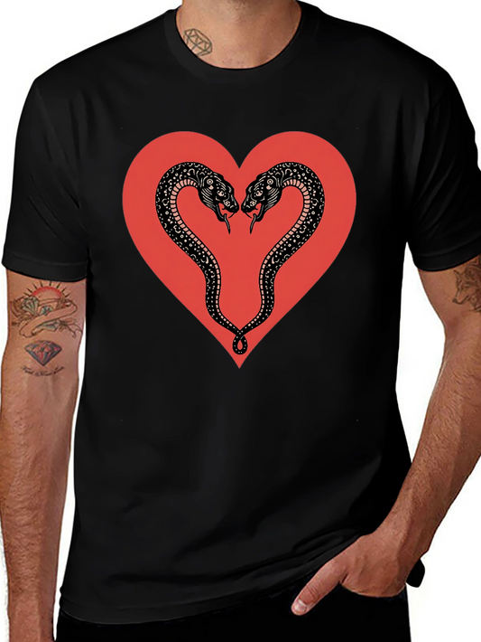Snake Heart Graphic Tee - Gothic Love T-Shirt
