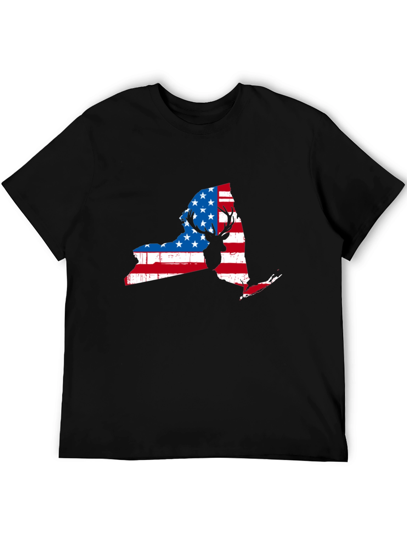 New York Deer American Flag Mens T-Shirt
