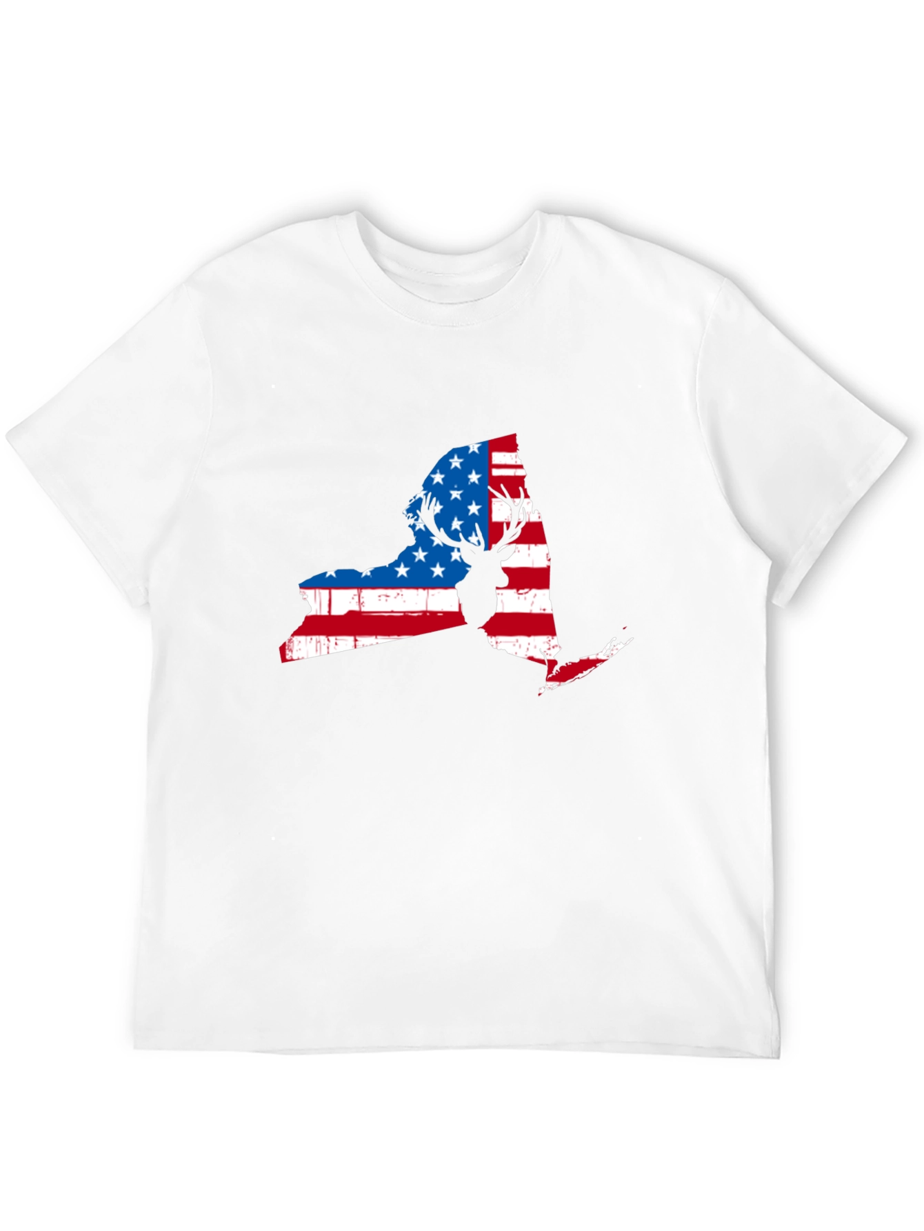 New York Deer American Flag Mens T-Shirt
