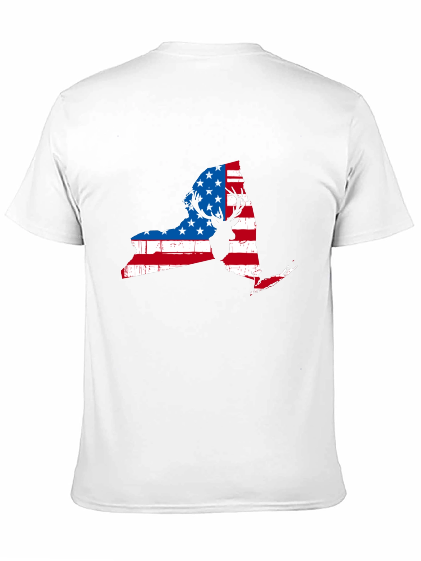 New York Deer American Flag Mens T-Shirt