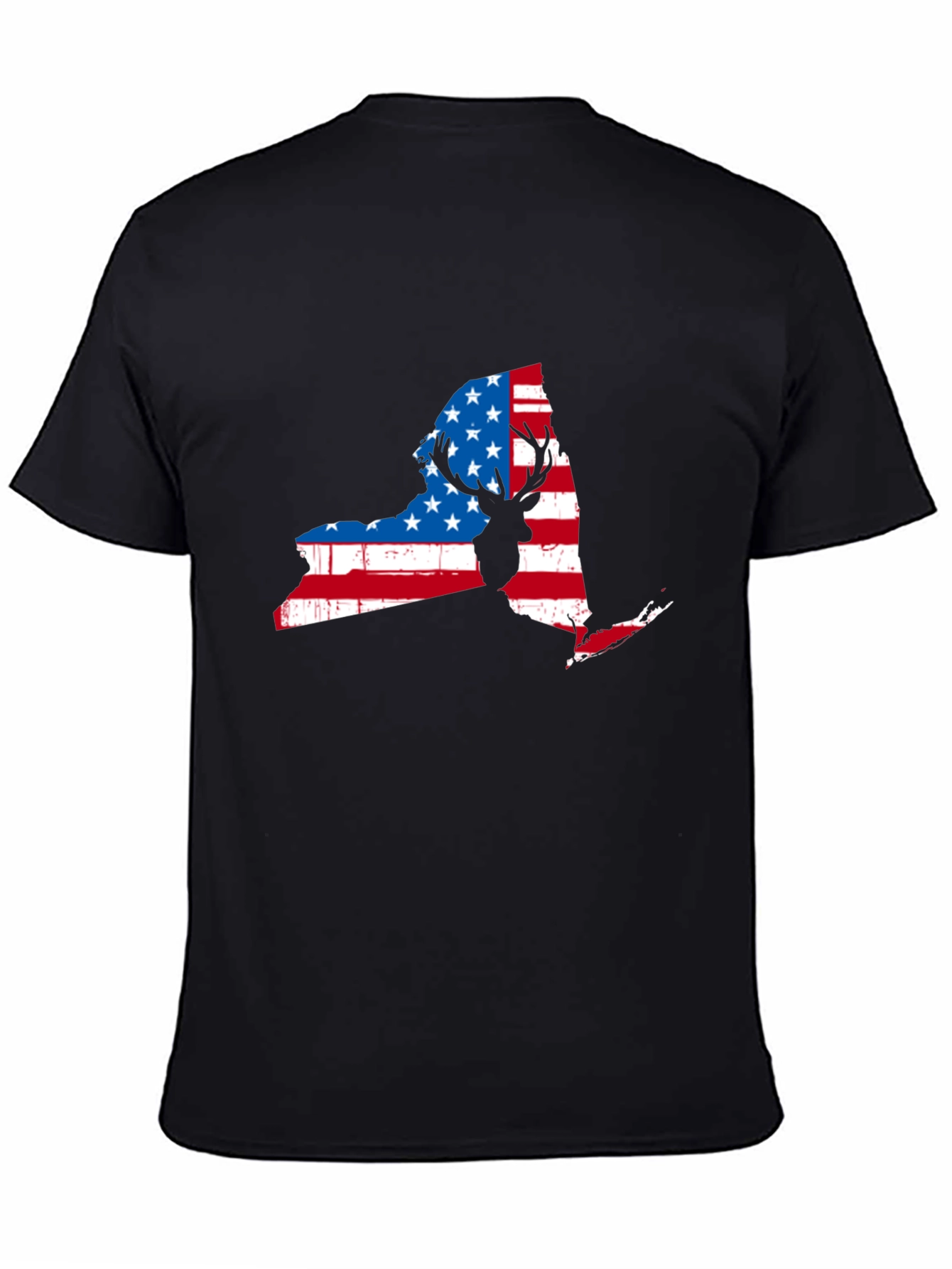 New York Deer American Flag Mens T-Shirt
