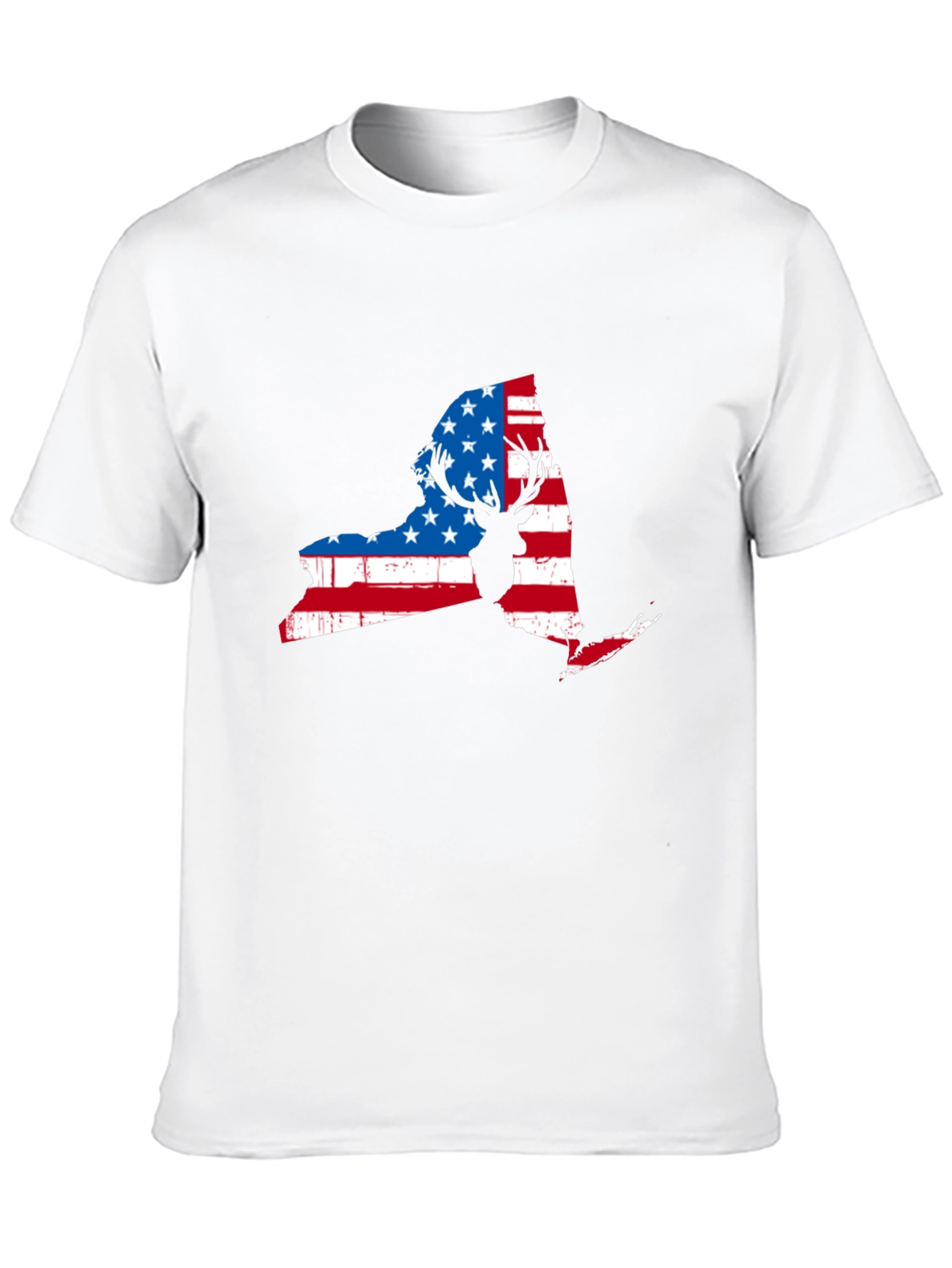 New York Deer American Flag Mens T-Shirt