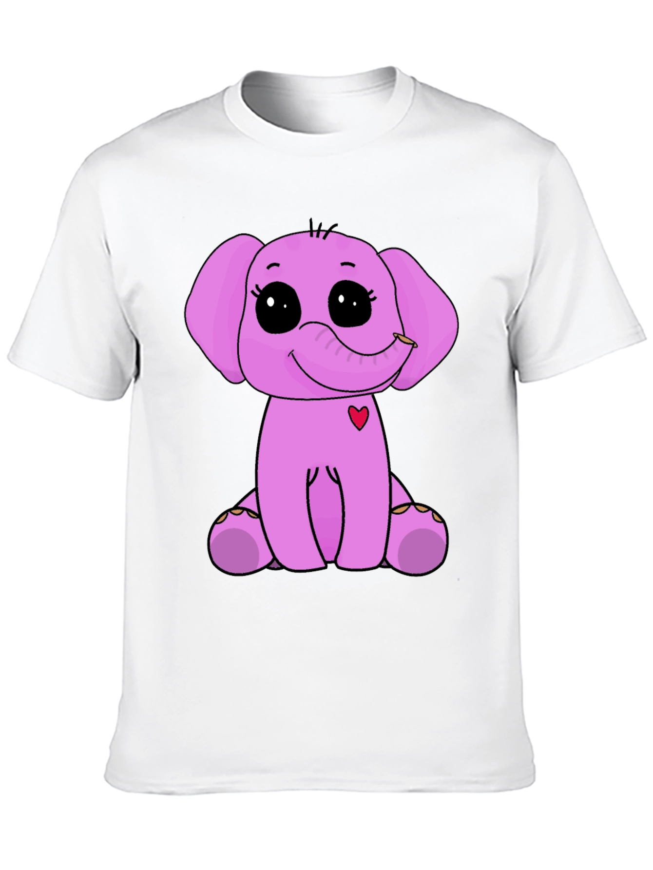 Cute Elephant Graphic Tee - Black