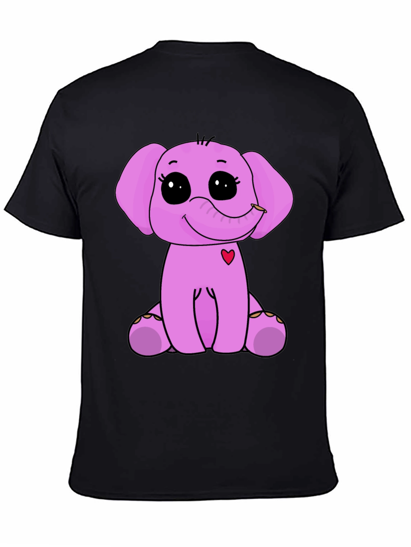 Cute Elephant Graphic Tee - Black