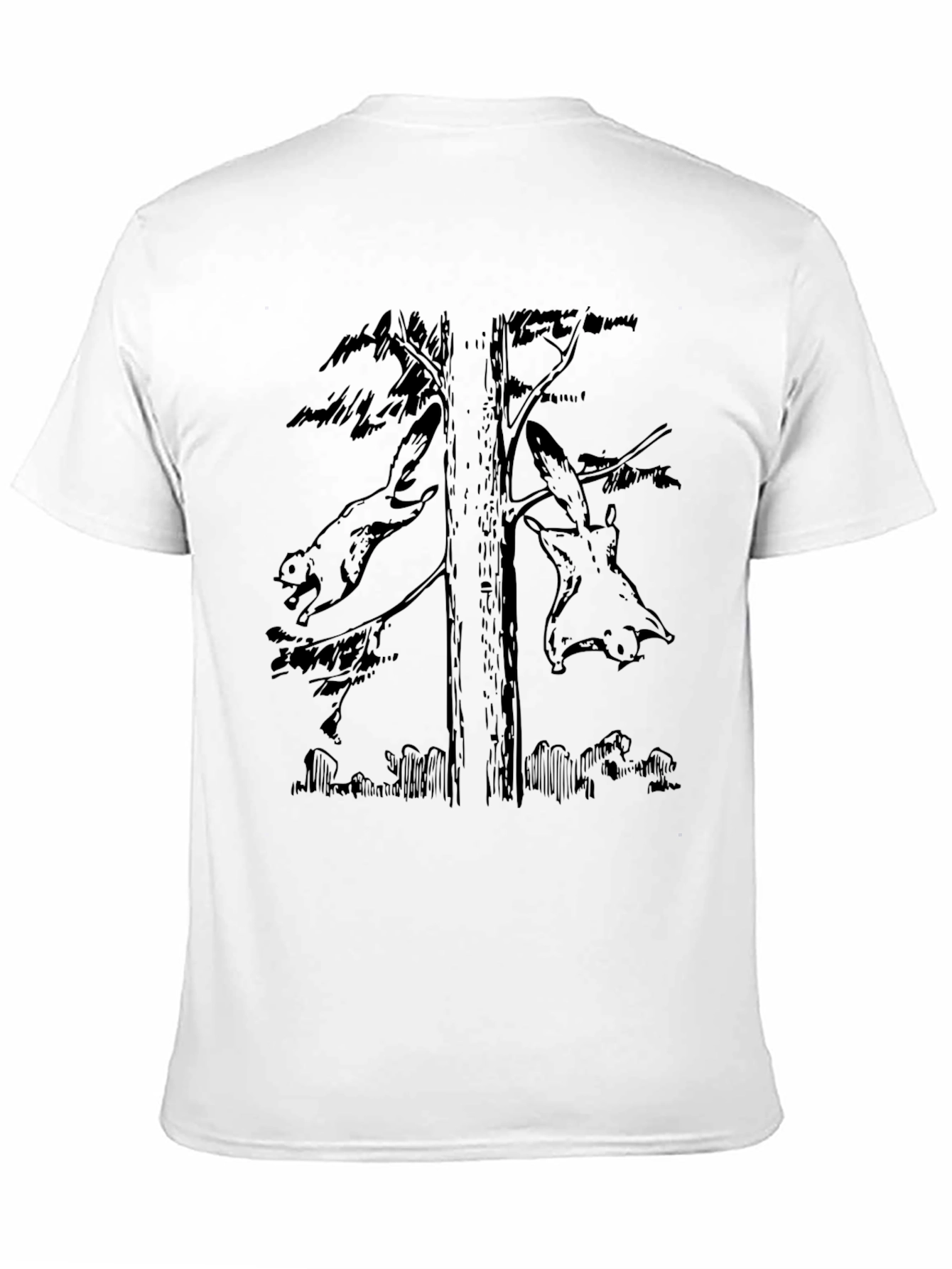 Flying Squirrels Tree Graphic Black T-Shirt