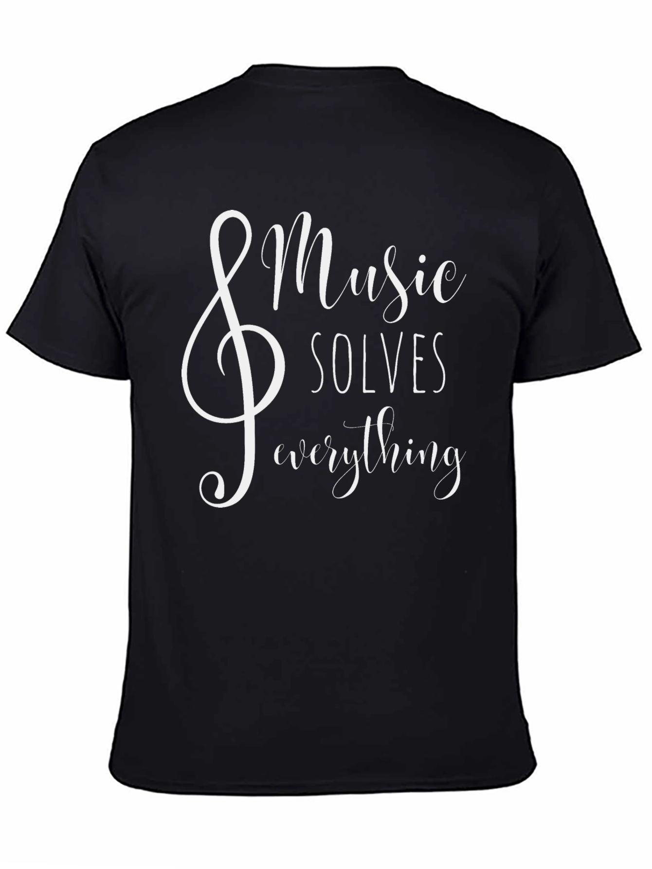 Music Solves Everything Graphic Tee - Black Cotton