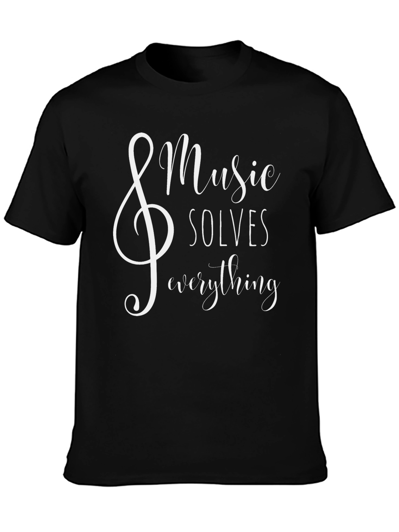Music Solves Everything Graphic Tee - Black Cotton