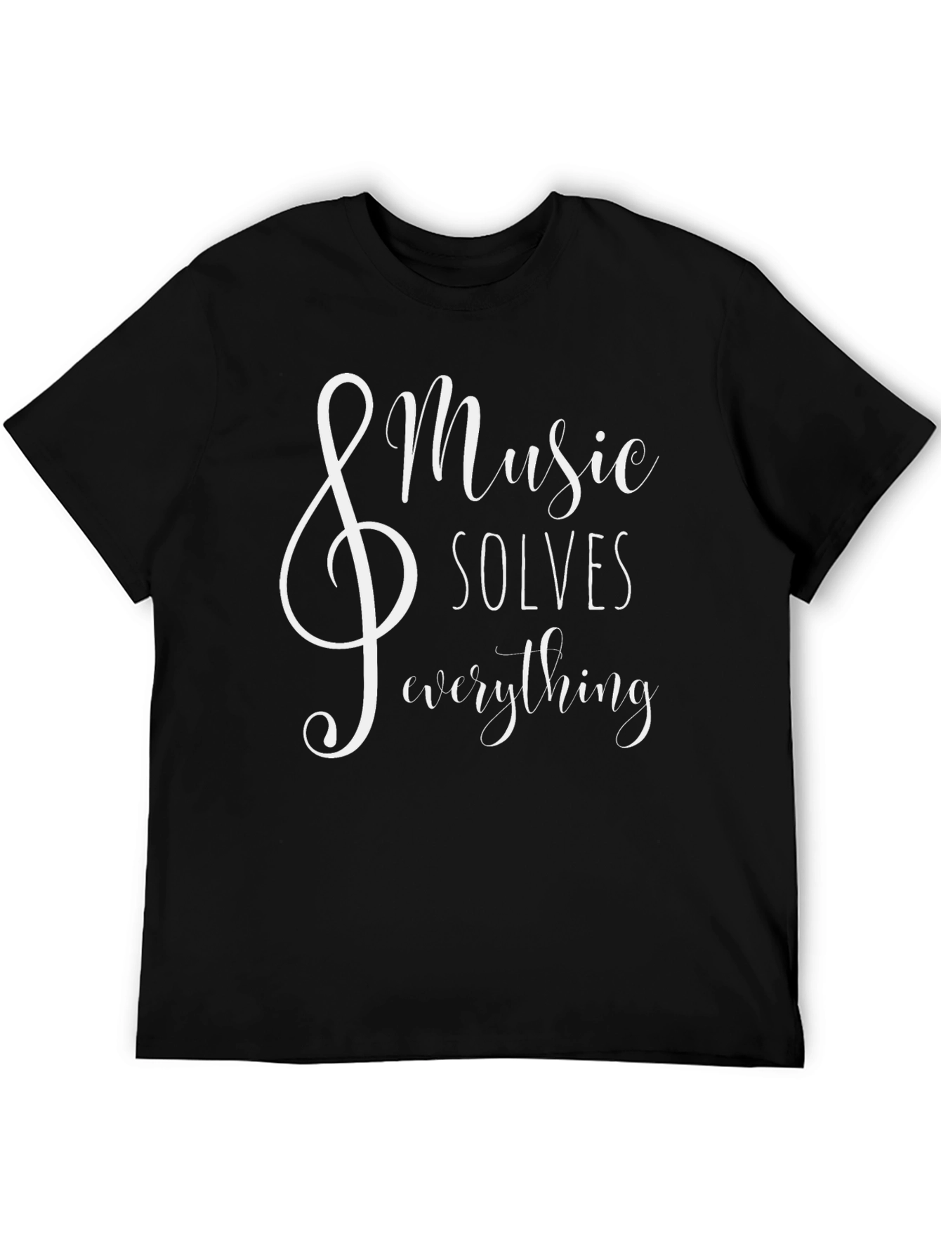 Music Solves Everything Graphic Tee - Black Cotton