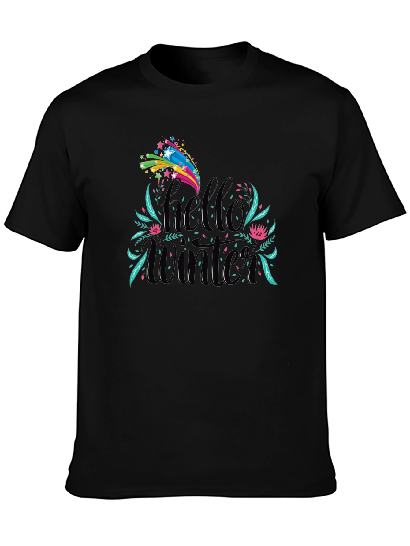 Hello Winter Graphic Tee - Black