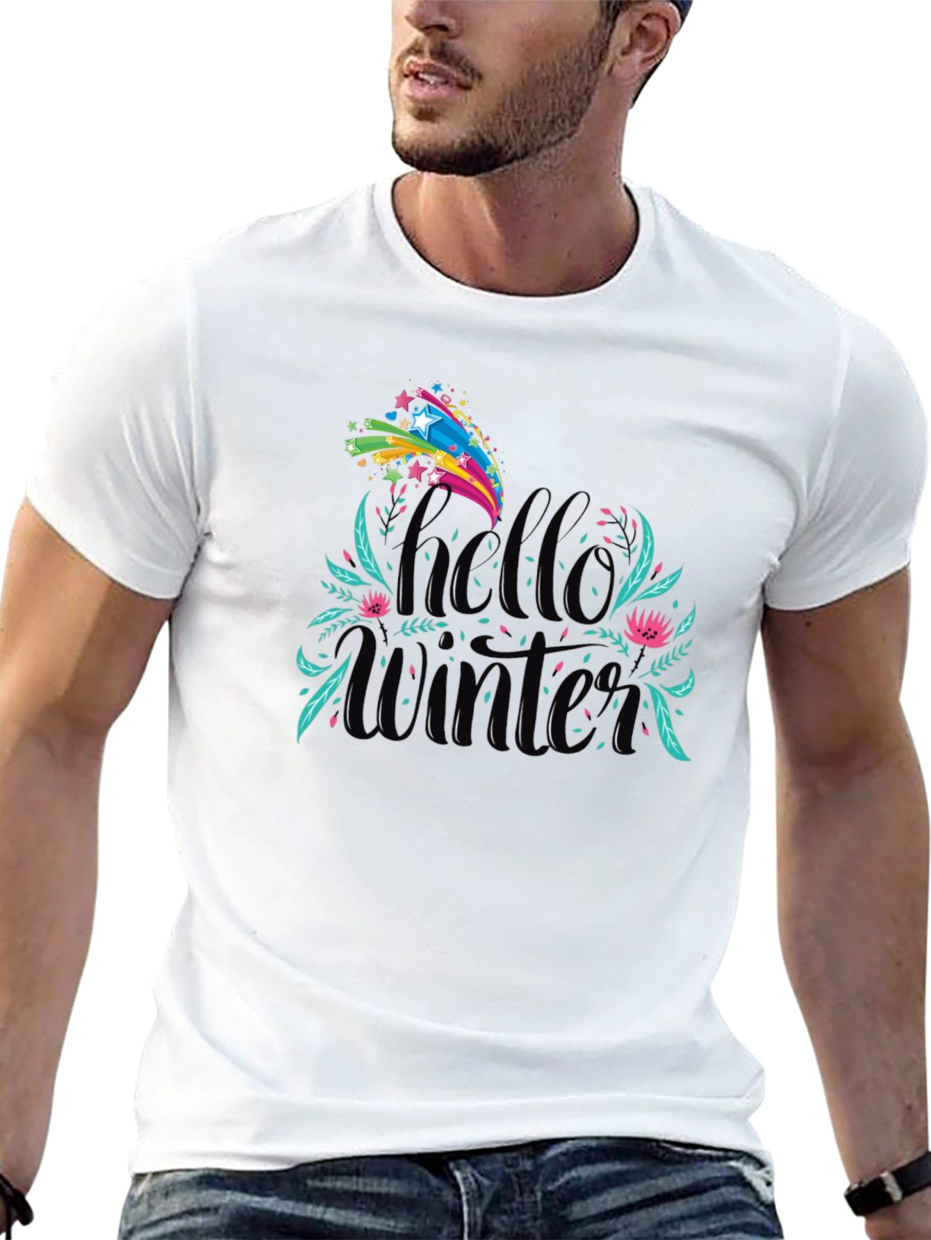 Hello Winter Graphic Tee - Black