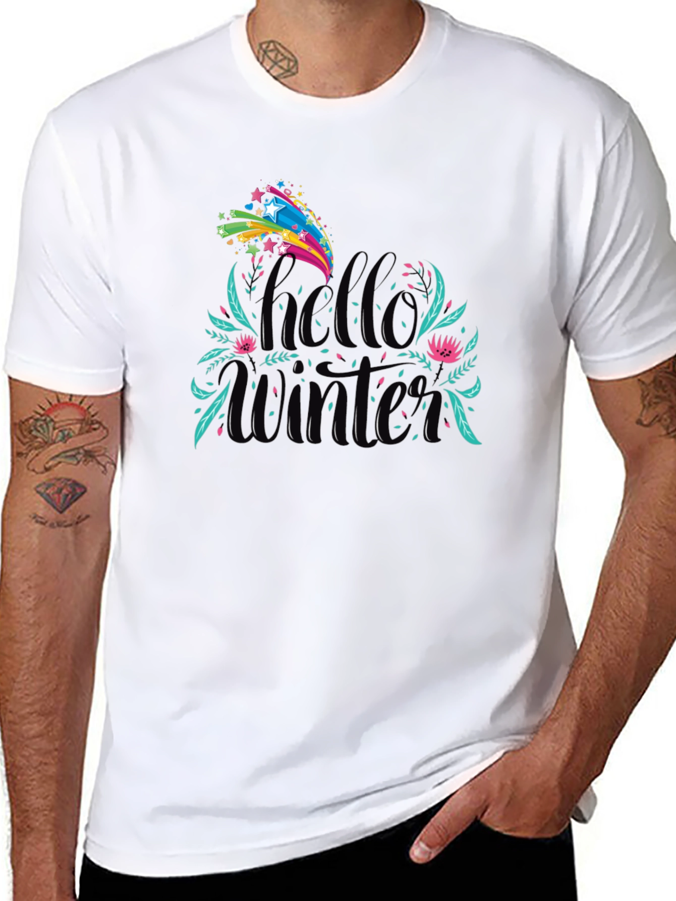 Hello Winter Graphic Tee - Black