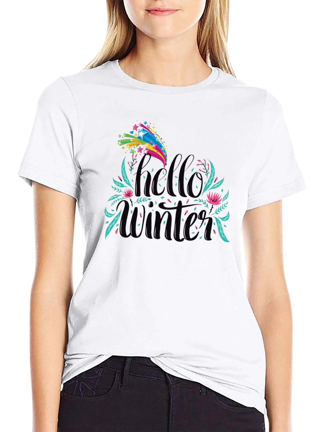 Hello Winter Graphic Tee - Black