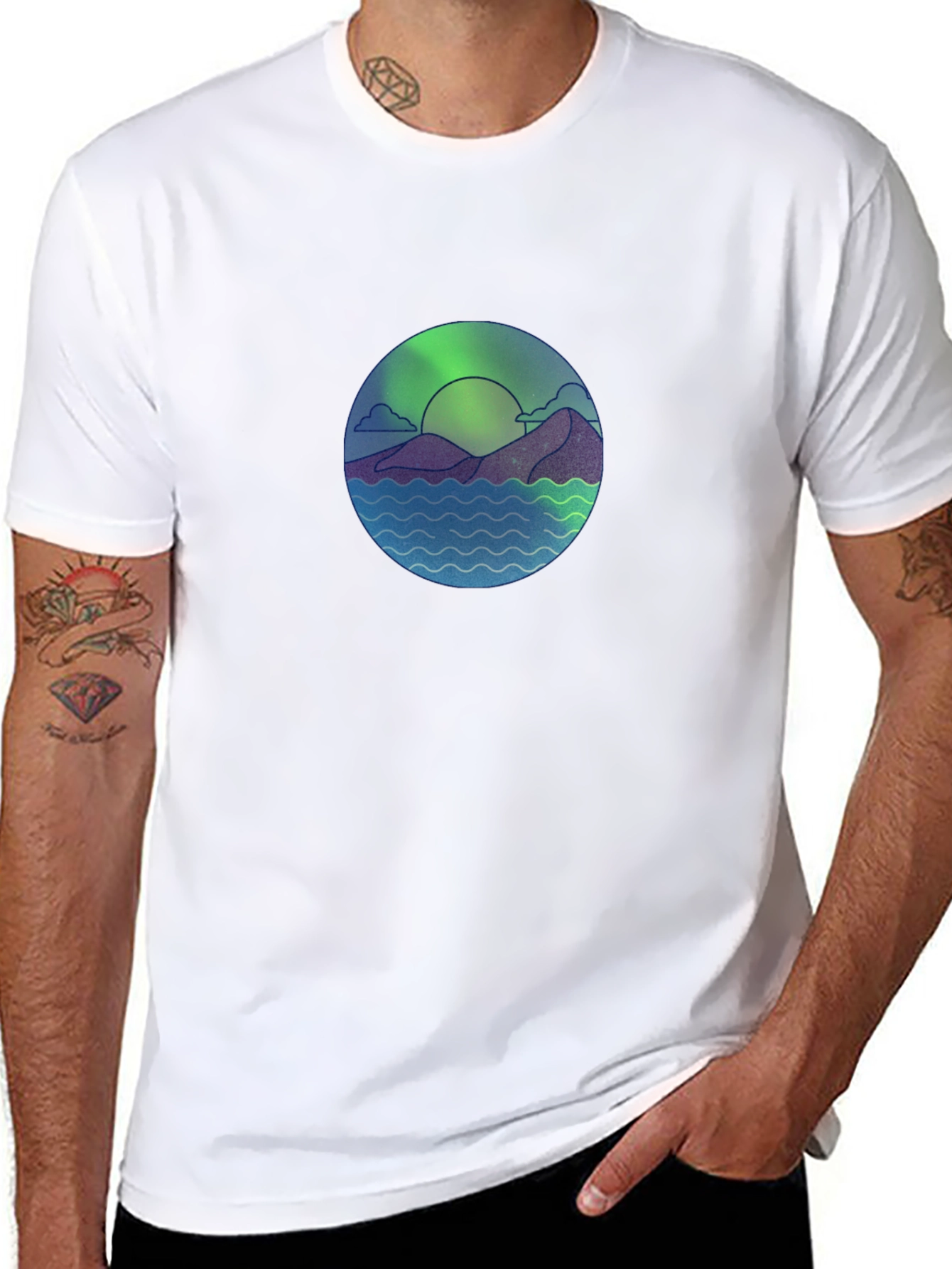 Nature Scene Graphic Black T-Shirt
