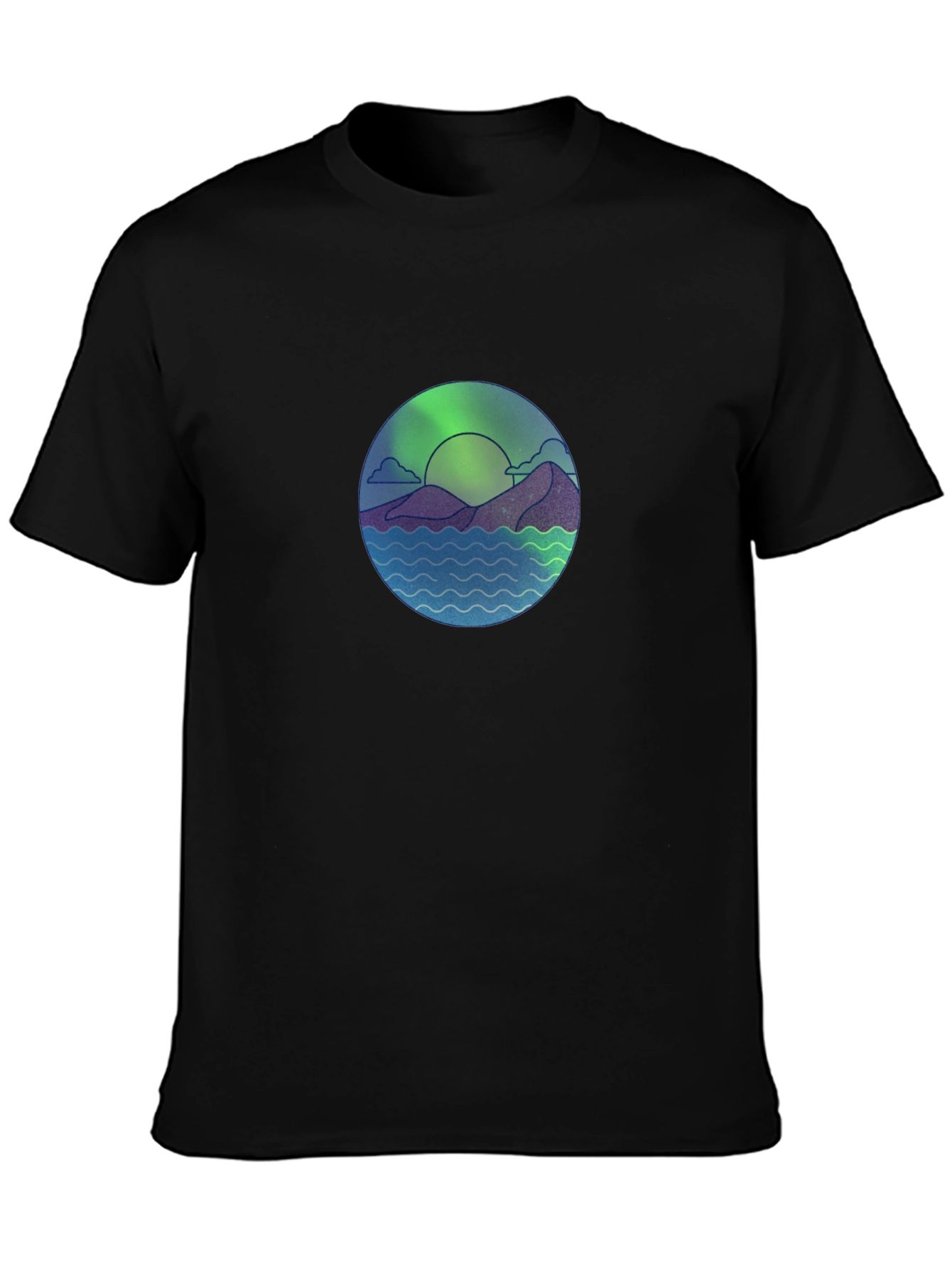 Nature Scene Graphic Black T-Shirt
