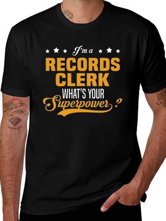 Records Clerk Superpower T-Shirt - Funny Job Pride Tee