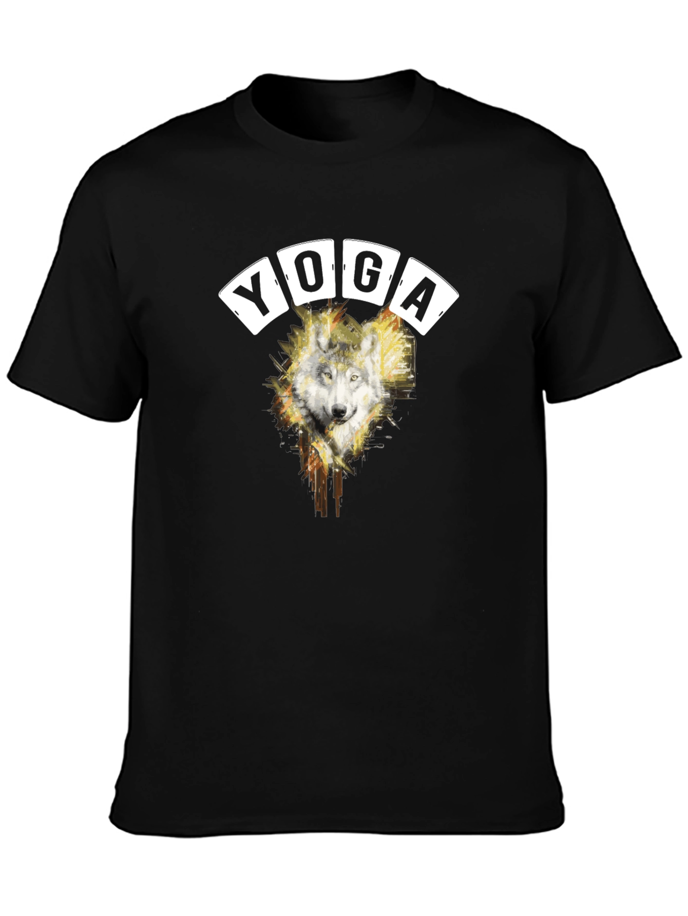 Wolf Yoga Graphic Tee - Mens Black T-Shirt