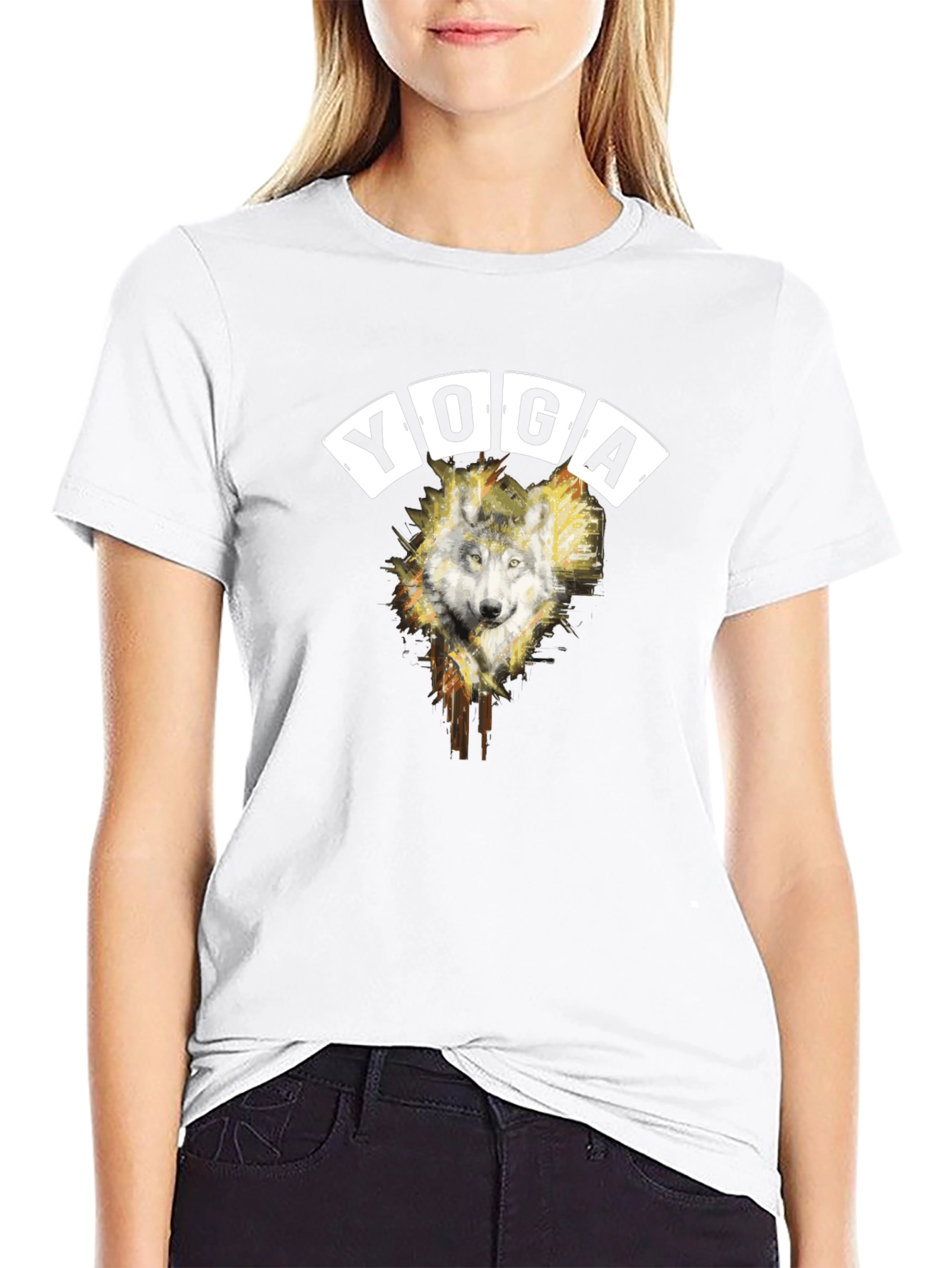 Wolf Yoga Graphic Tee - Mens Black T-Shirt
