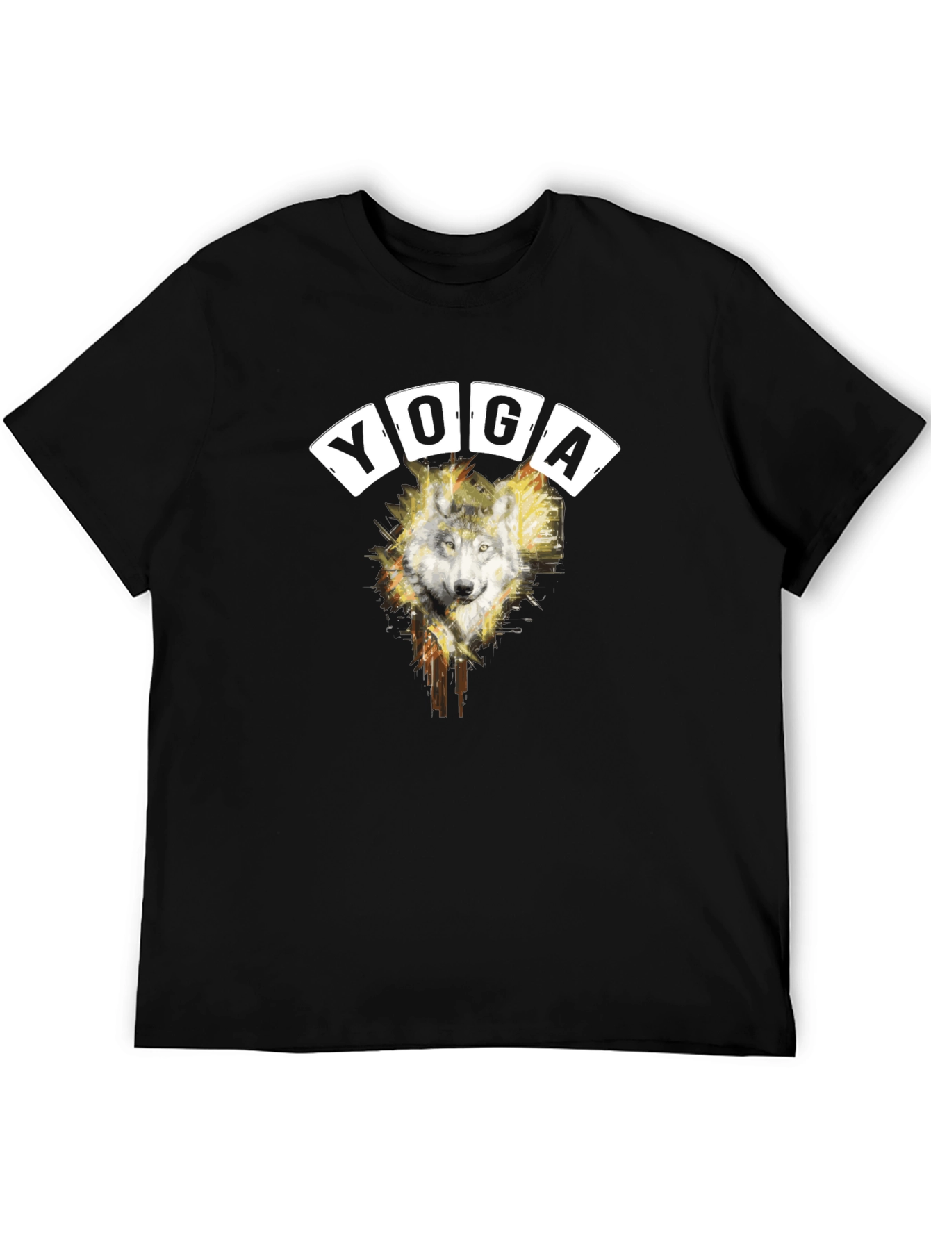 Wolf Yoga Graphic Tee - Mens Black T-Shirt