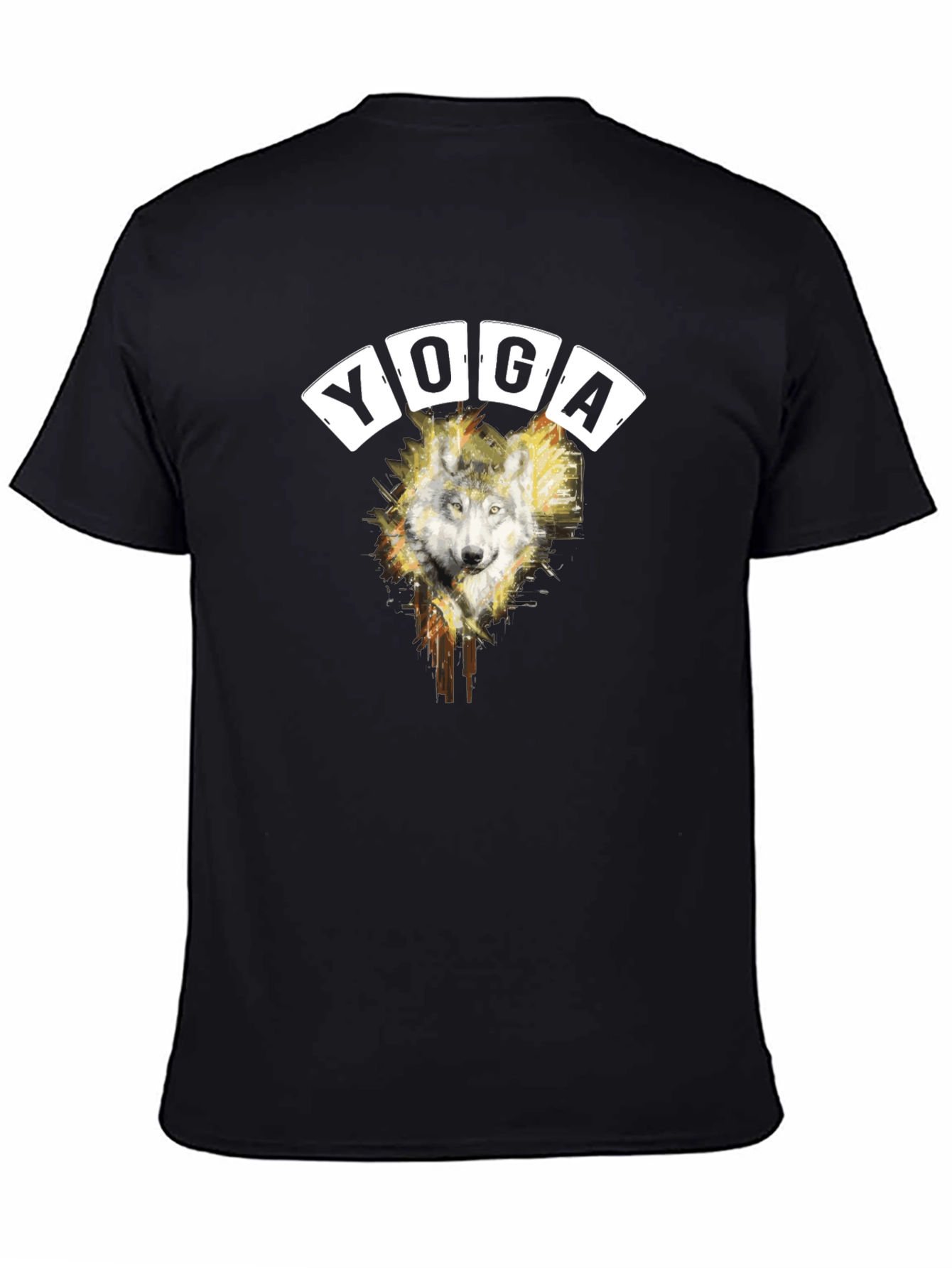 Wolf Yoga Graphic Tee - Mens Black T-Shirt