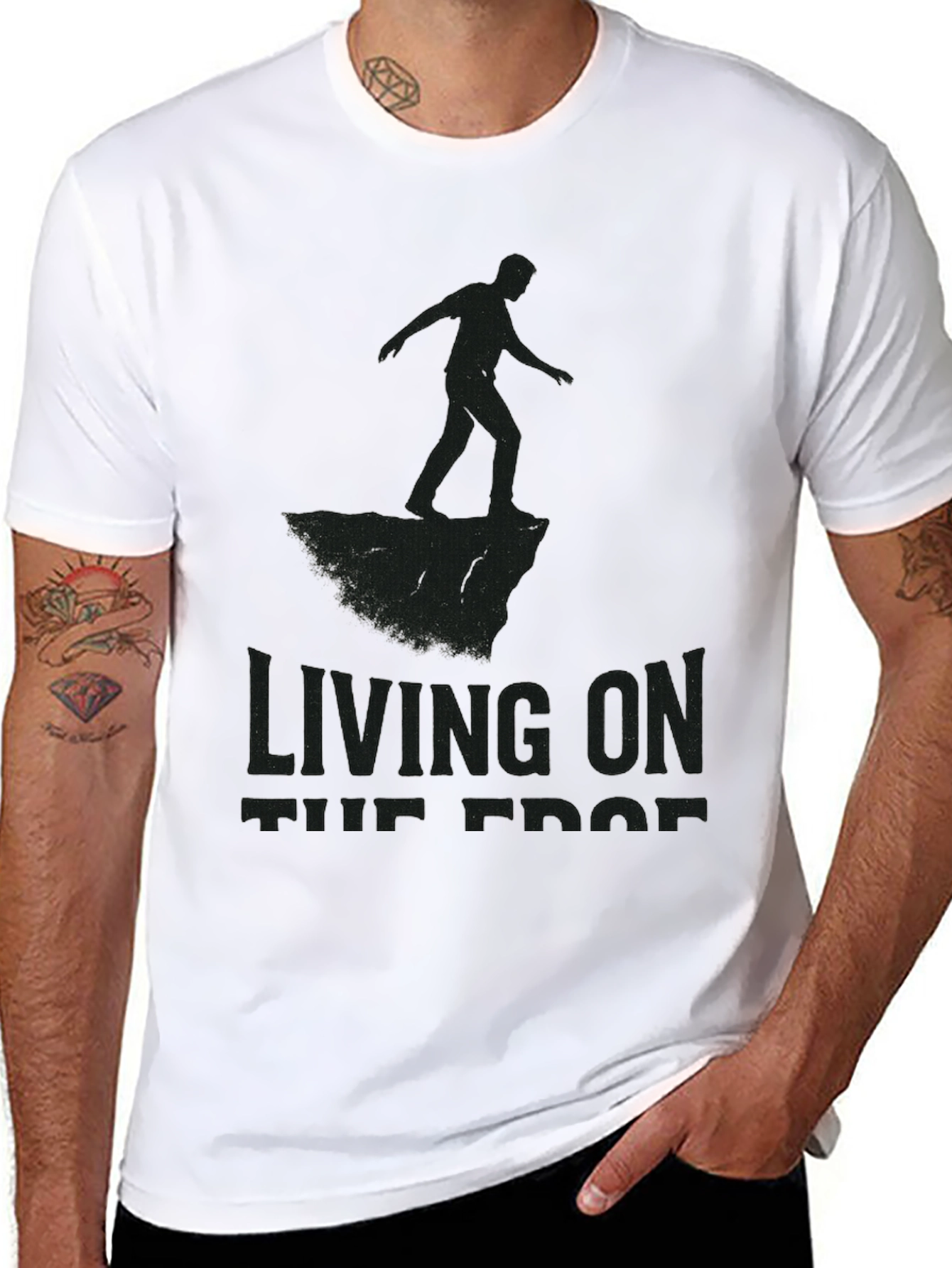 Living On The Edge Graphic Tee - Black