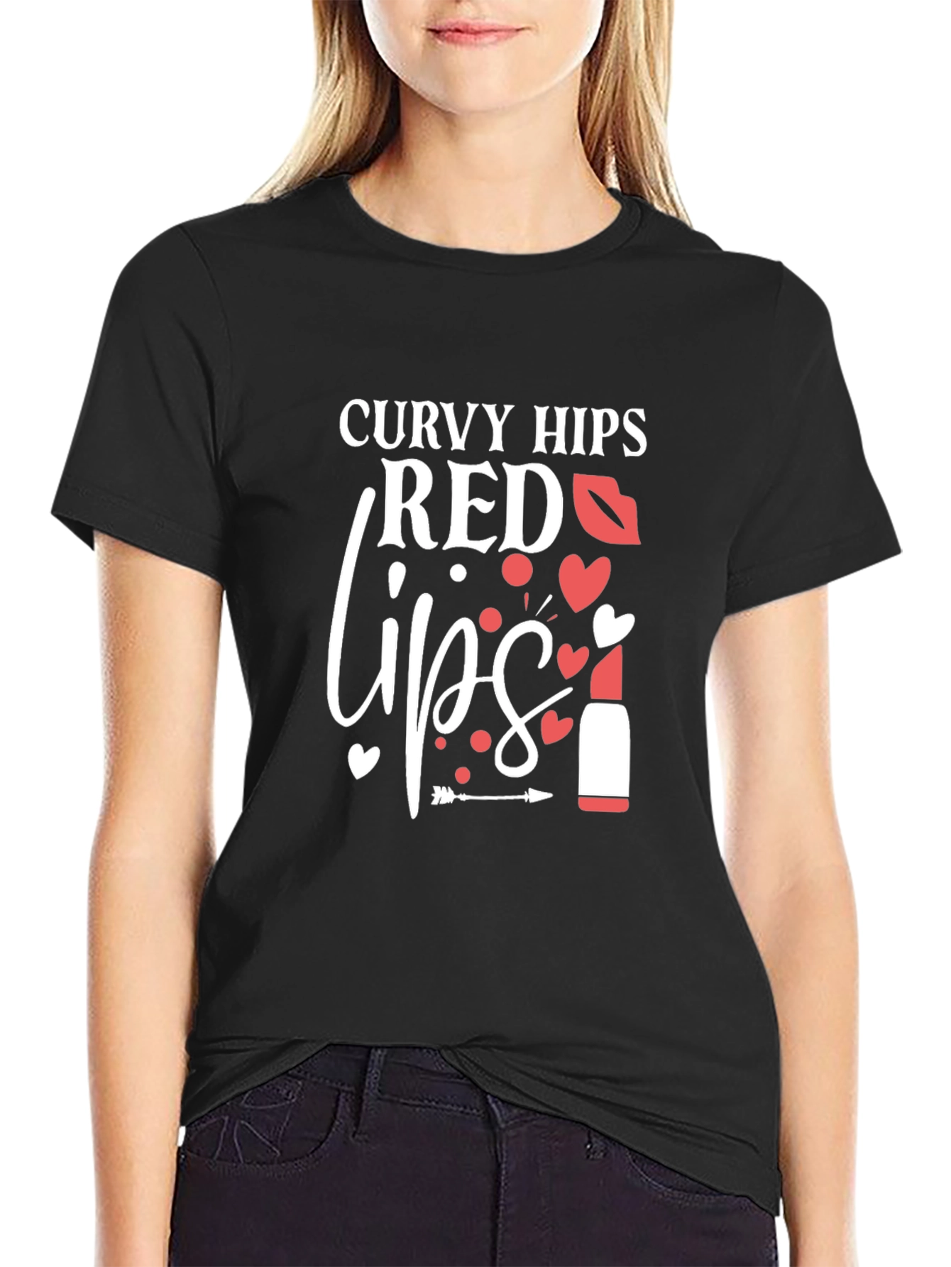 Curvy Hips Red Lips Graphic T-Shirt