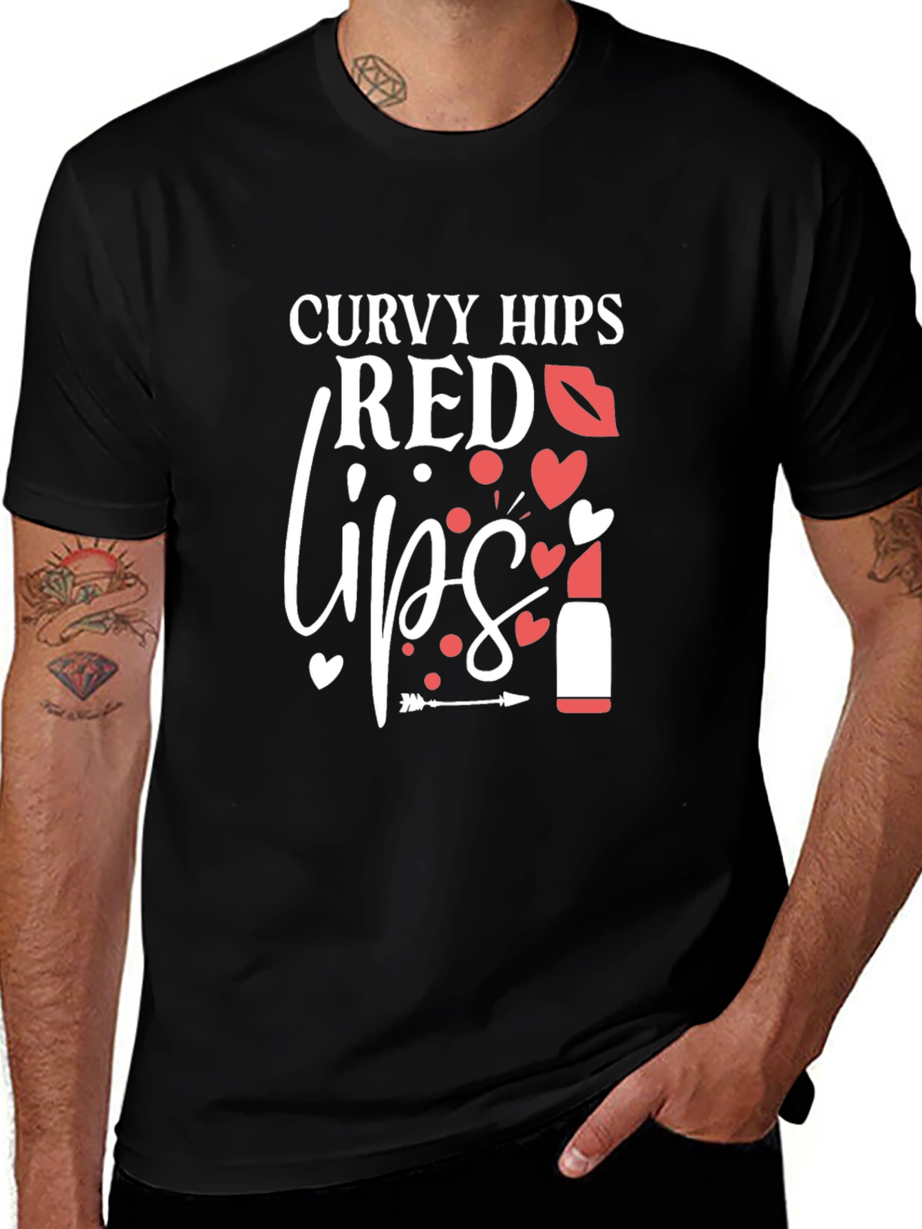 Curvy Hips Red Lips Graphic T-Shirt