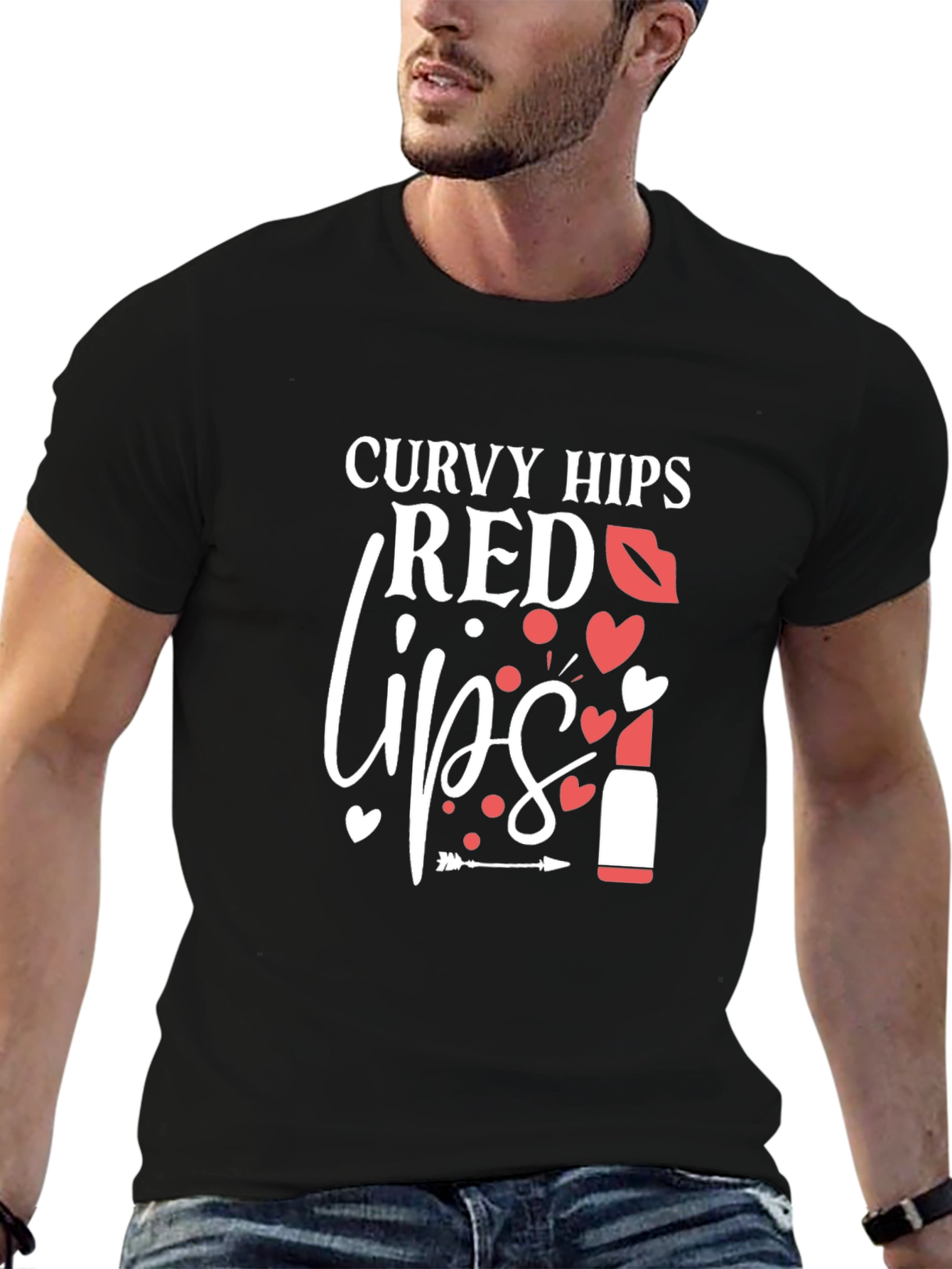 Curvy Hips Red Lips Graphic T-Shirt