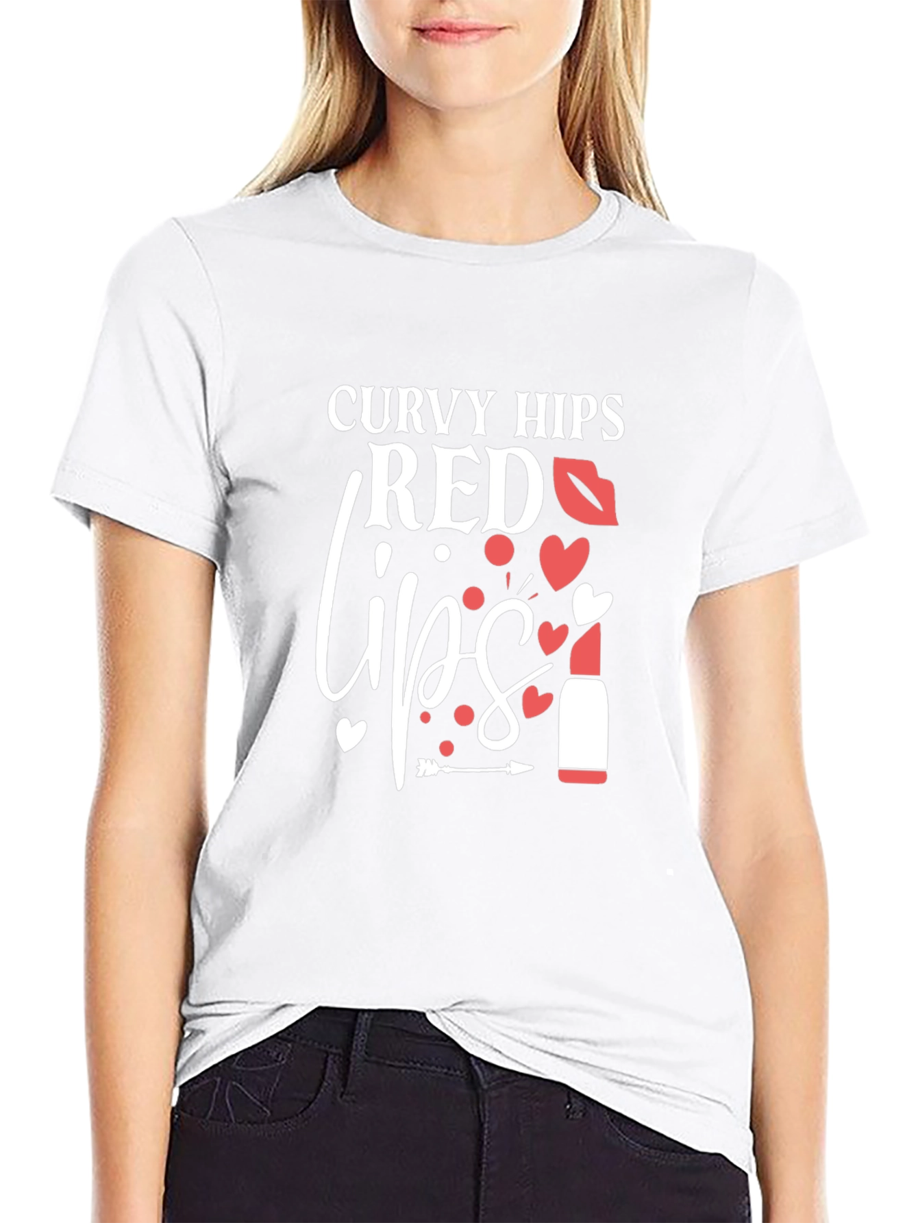 Curvy Hips Red Lips Graphic T-Shirt