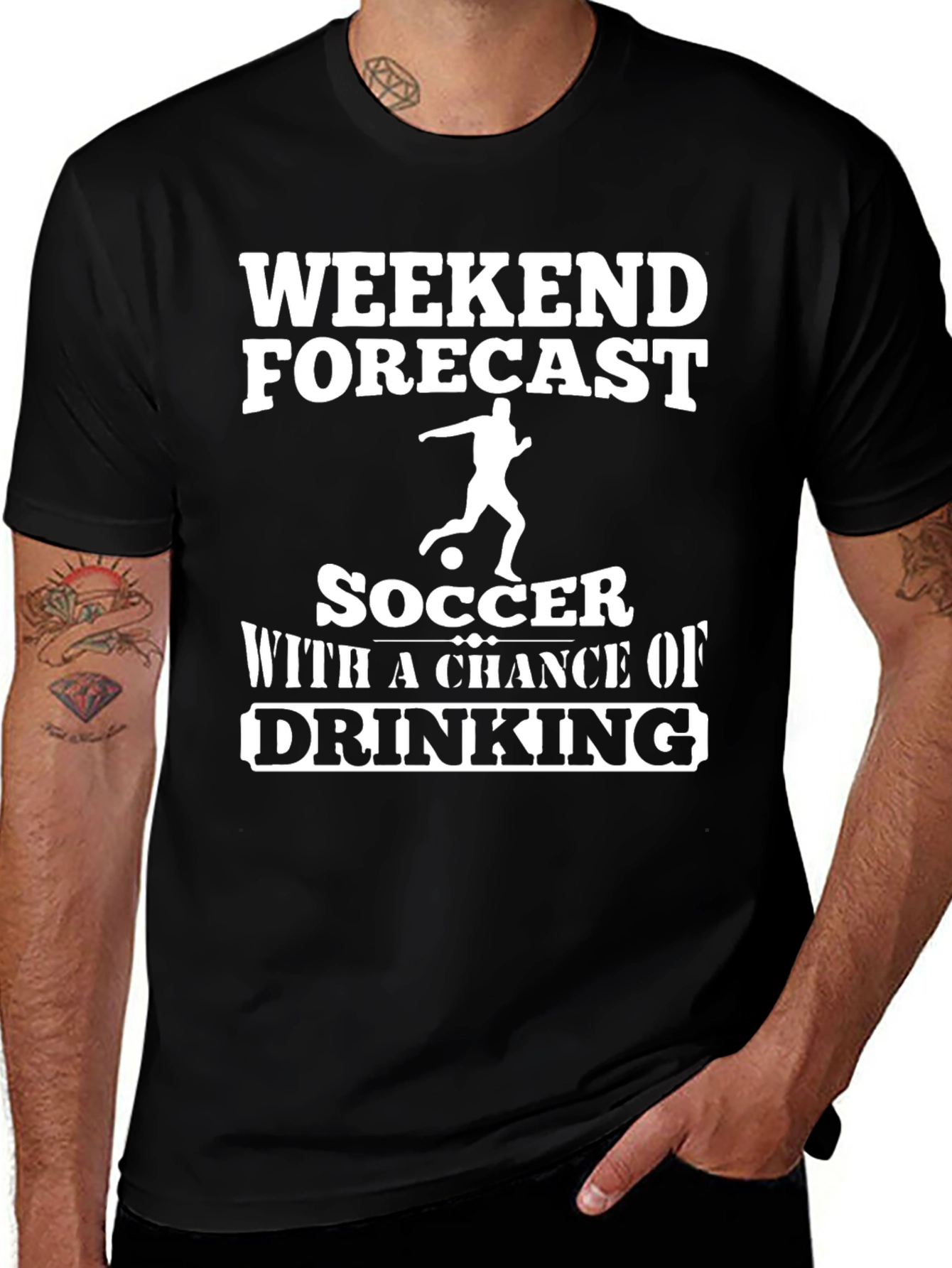 Weekend Forecast Soccer Drinking T-Shirt
