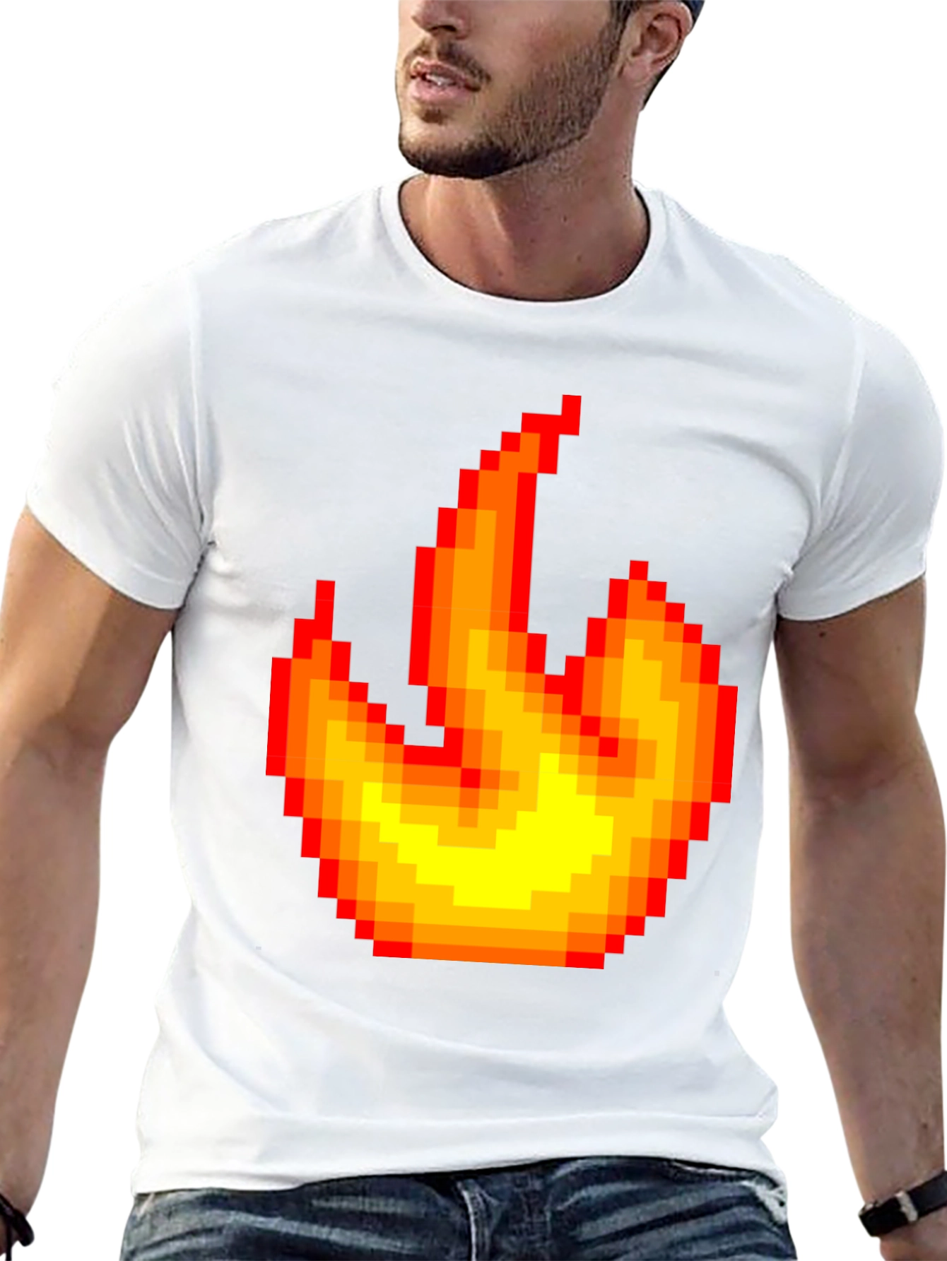 Pixel Fire Graphic Tee - Retro Gaming Style