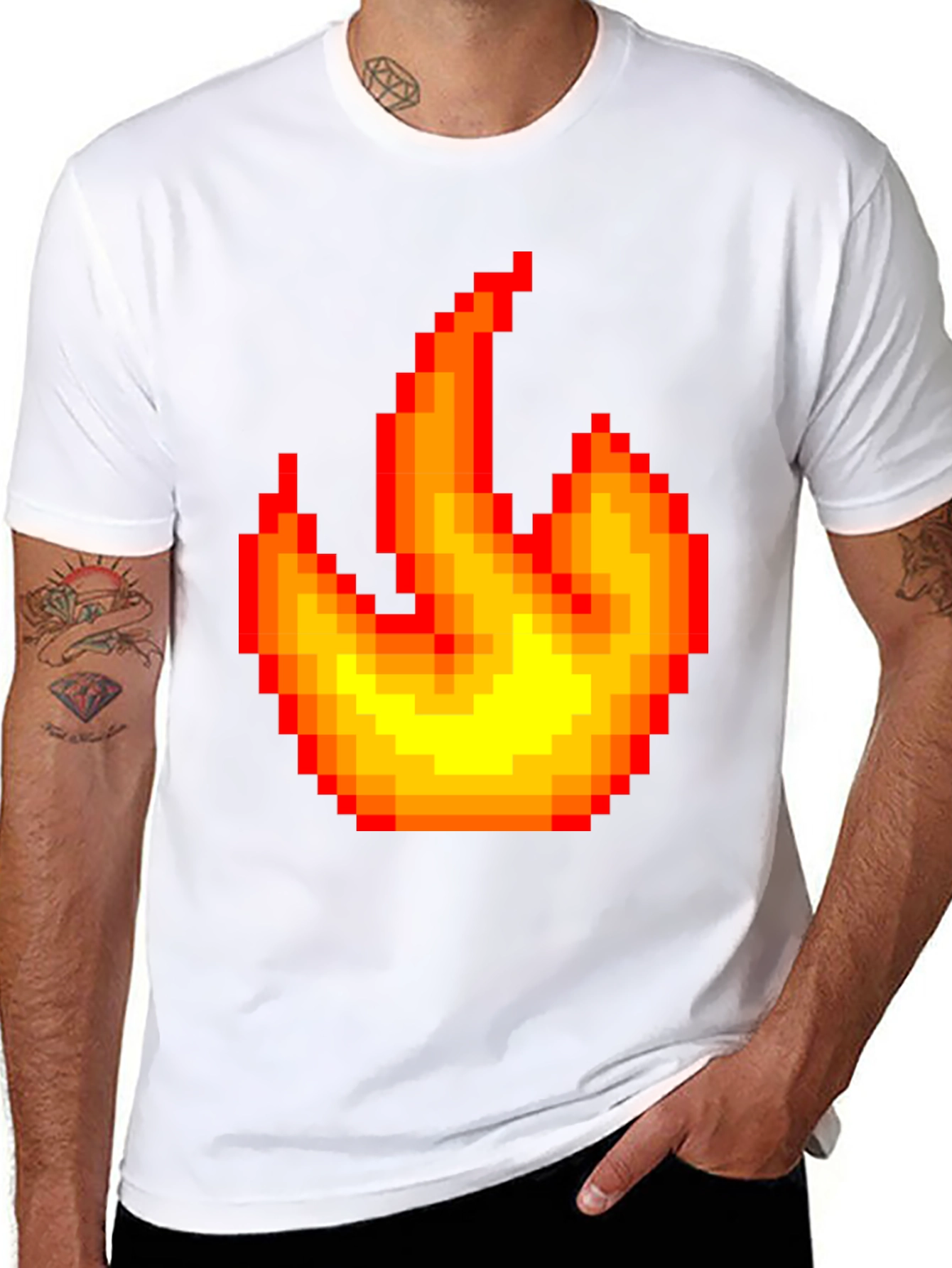 Pixel Fire Graphic Tee - Retro Gaming Style