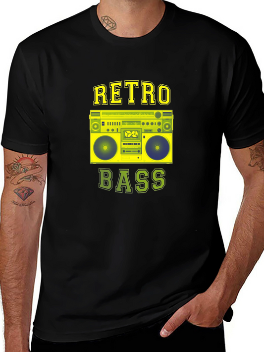 Retro Bass Graphic T-Shirt - Vintage Boombox Design