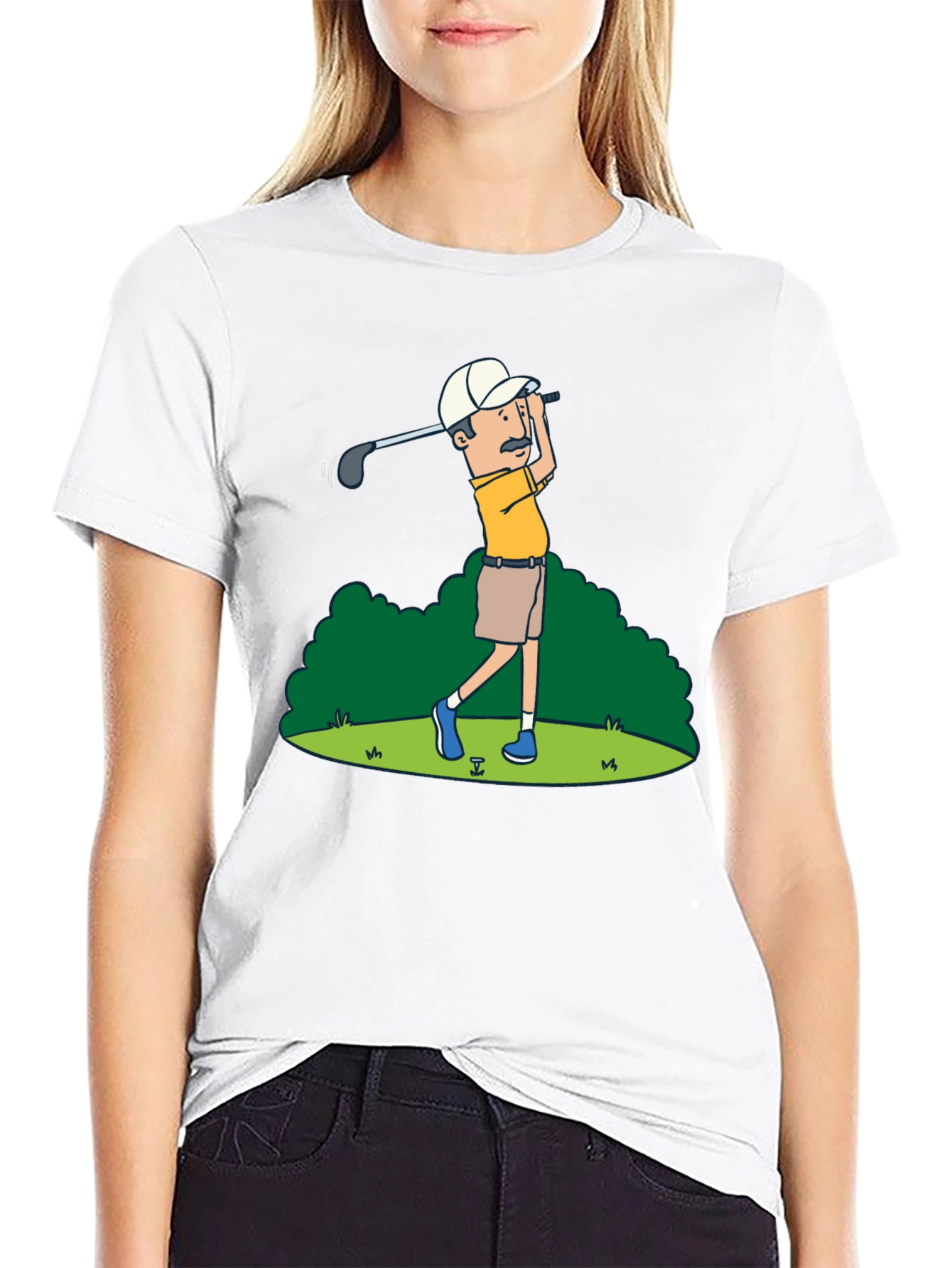 Golfer Cartoon Graphic Tee - Classic Design