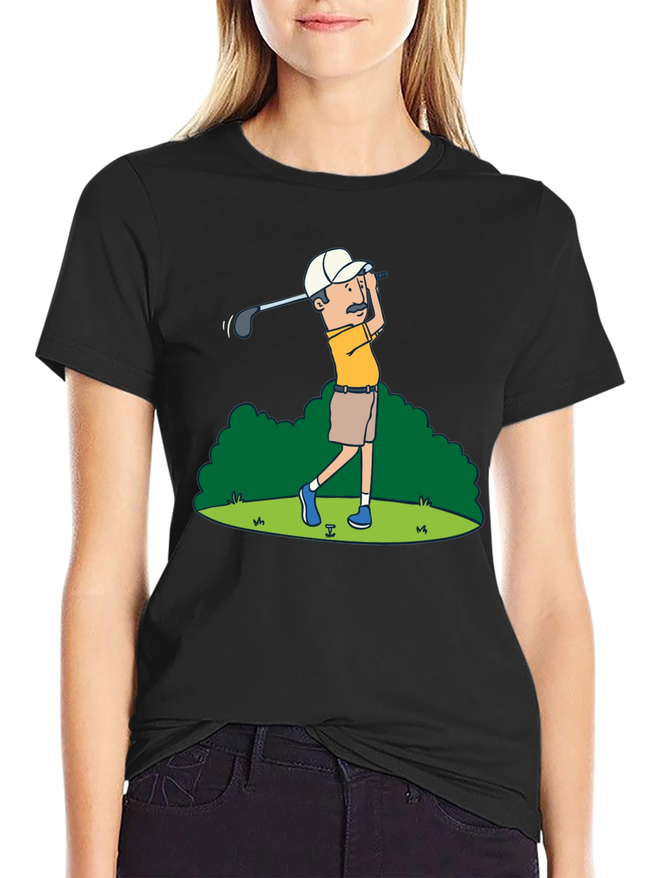 Golfer Cartoon Graphic Tee - Classic Design