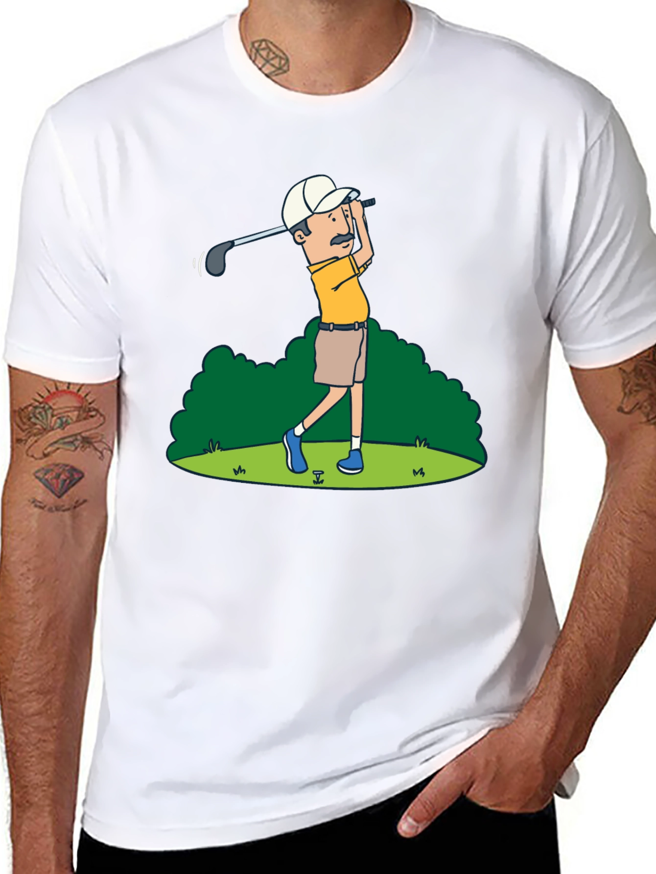 Golfer Cartoon Graphic Tee - Classic Design