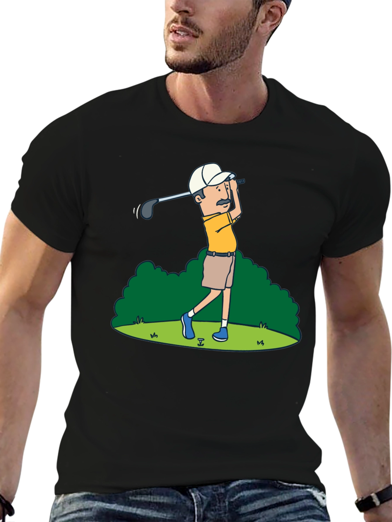 Golfer Cartoon Graphic Tee - Classic Design