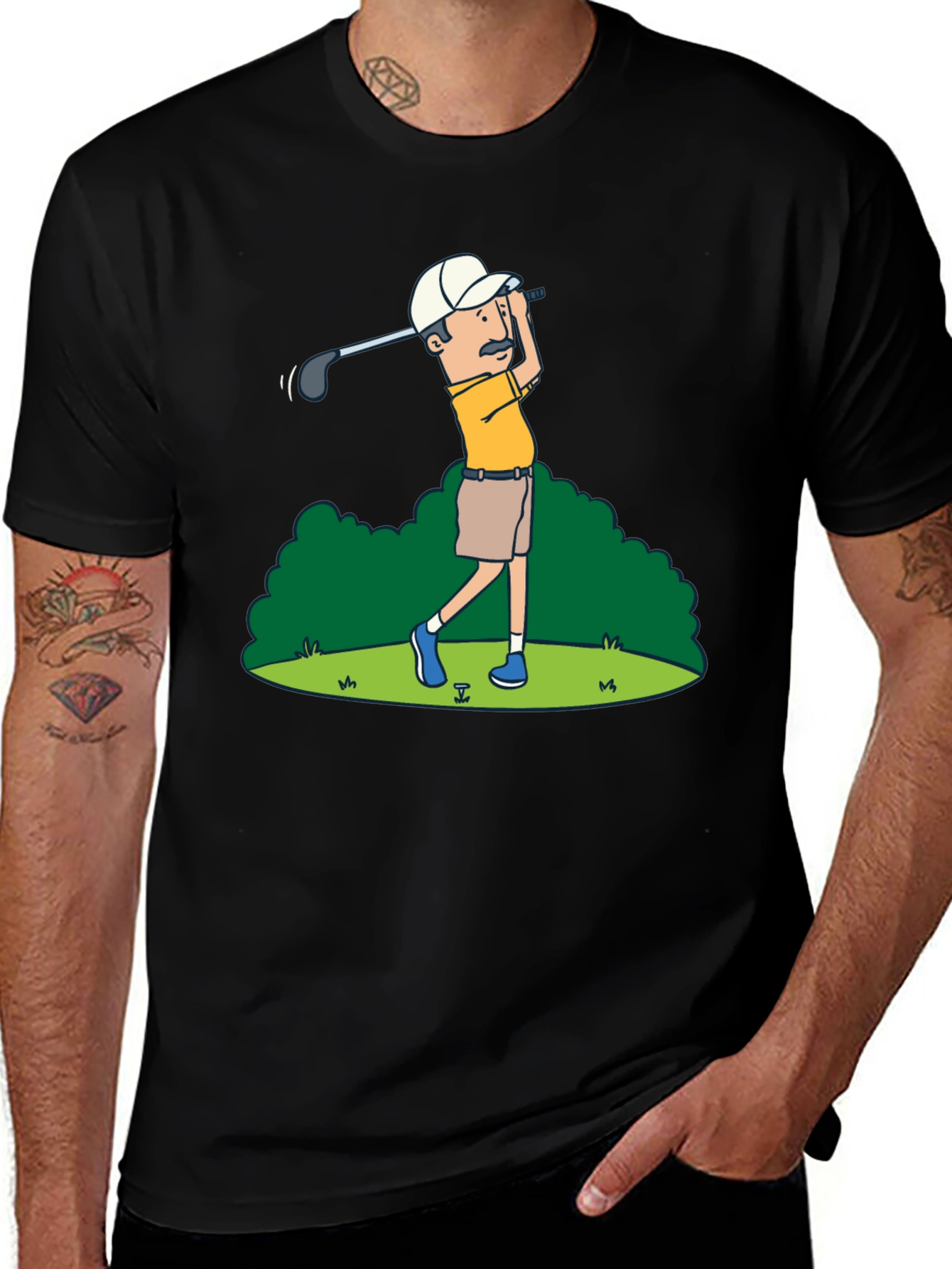 Golfer Cartoon Graphic Tee - Classic Design