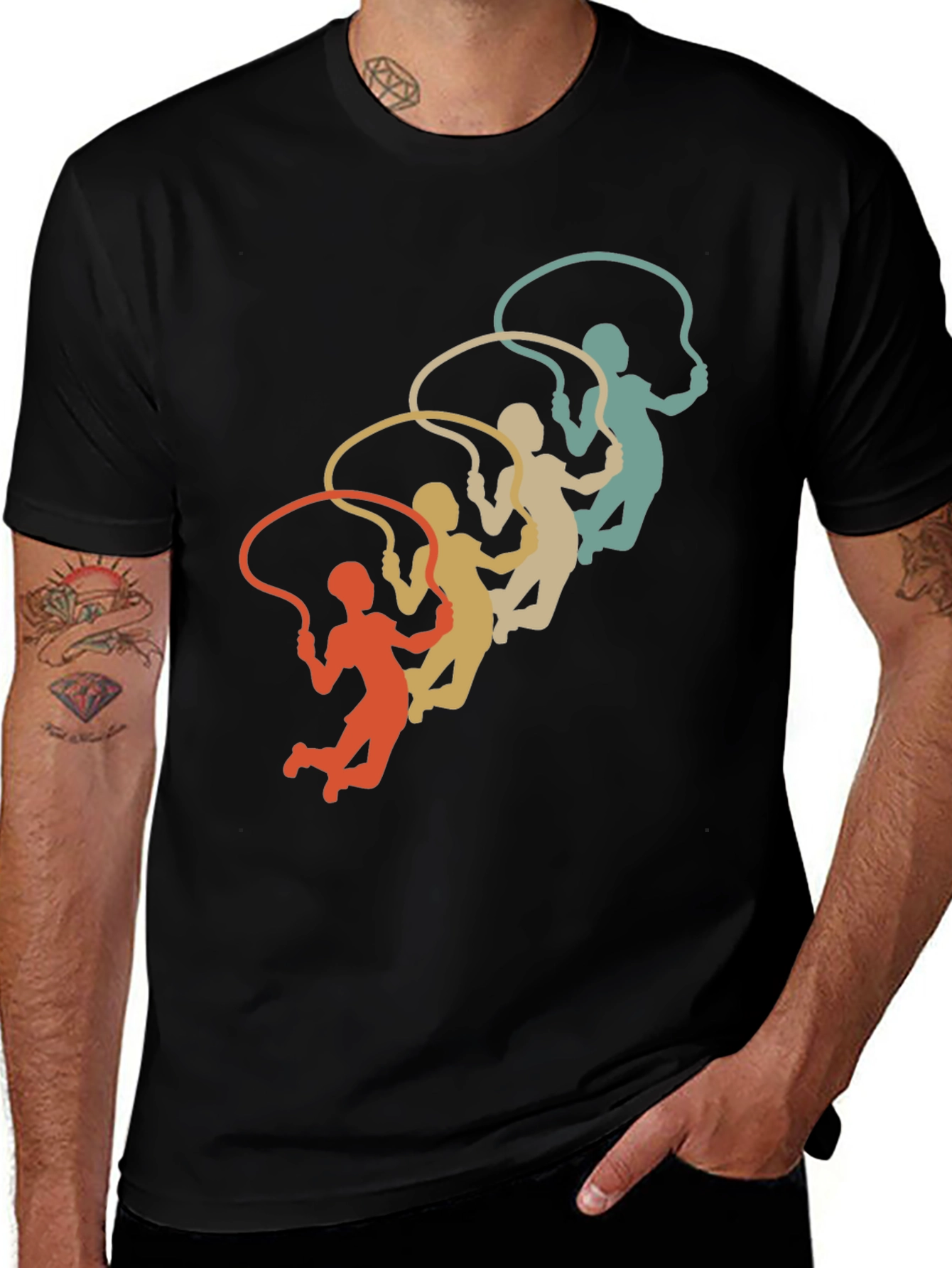 Retro Jumping Rope Silhouette Graphic Tee