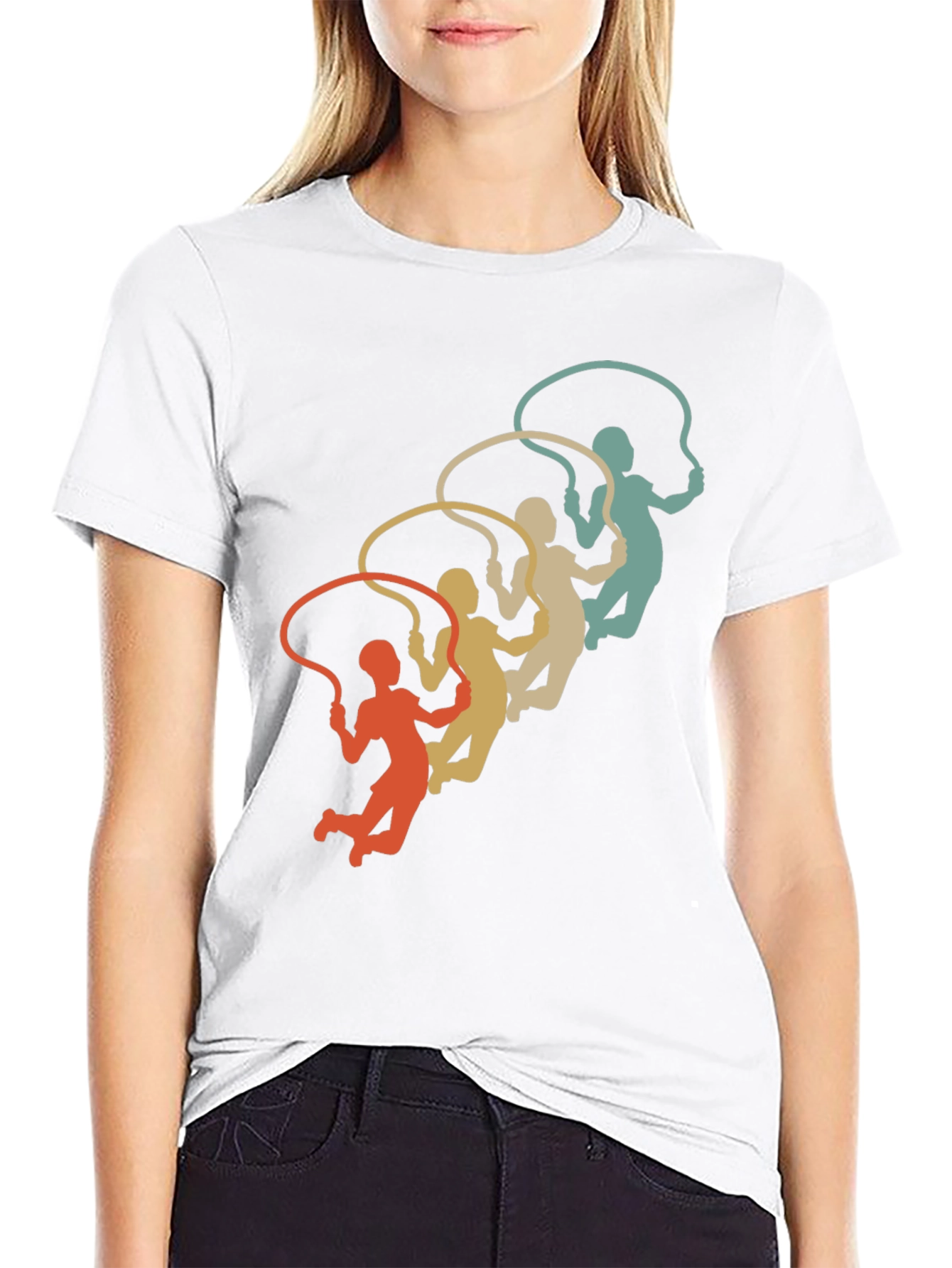 Retro Jumping Rope Silhouette Graphic Tee