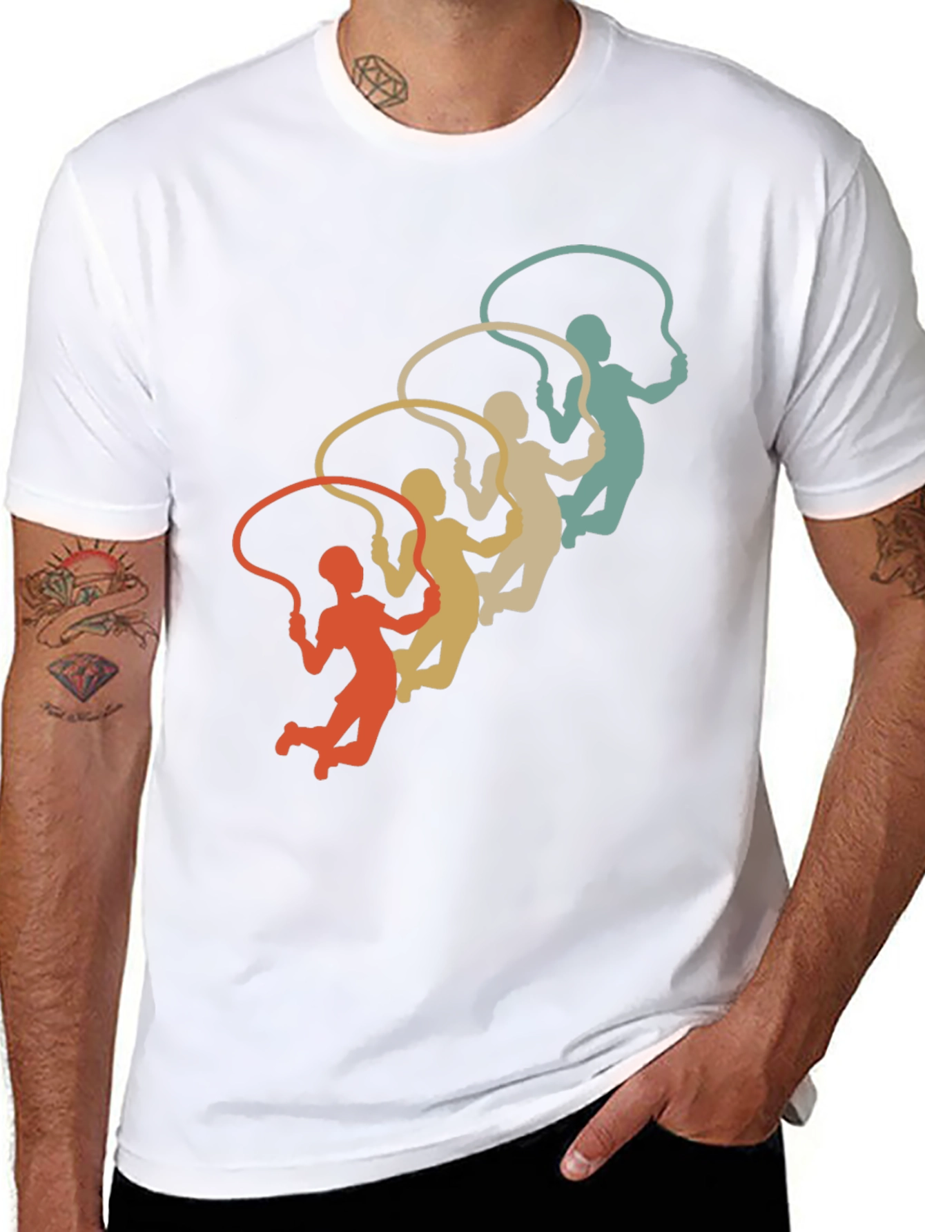 Retro Jumping Rope Silhouette Graphic Tee