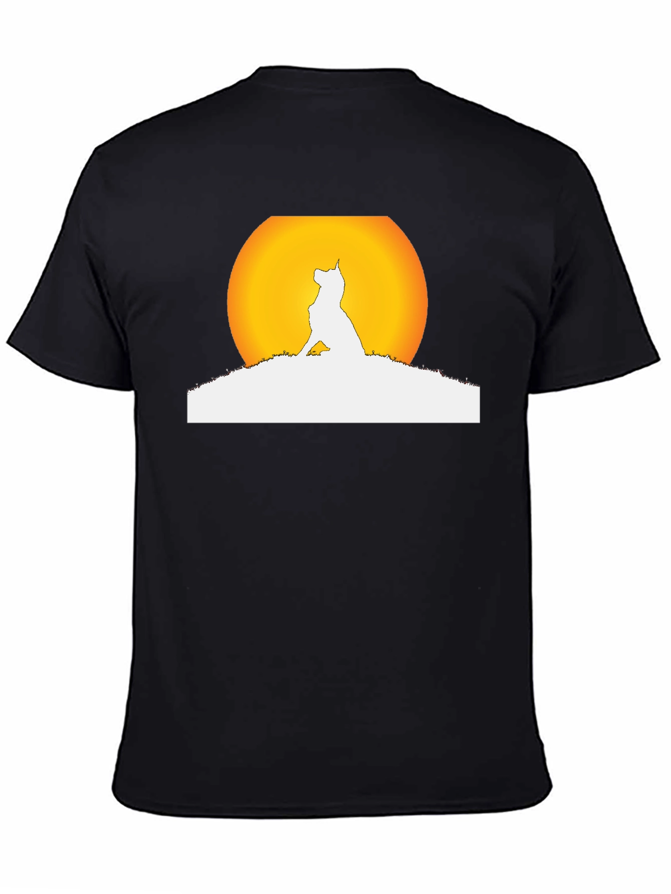 Dog Silhouette Moon Graphic Black T-Shirt